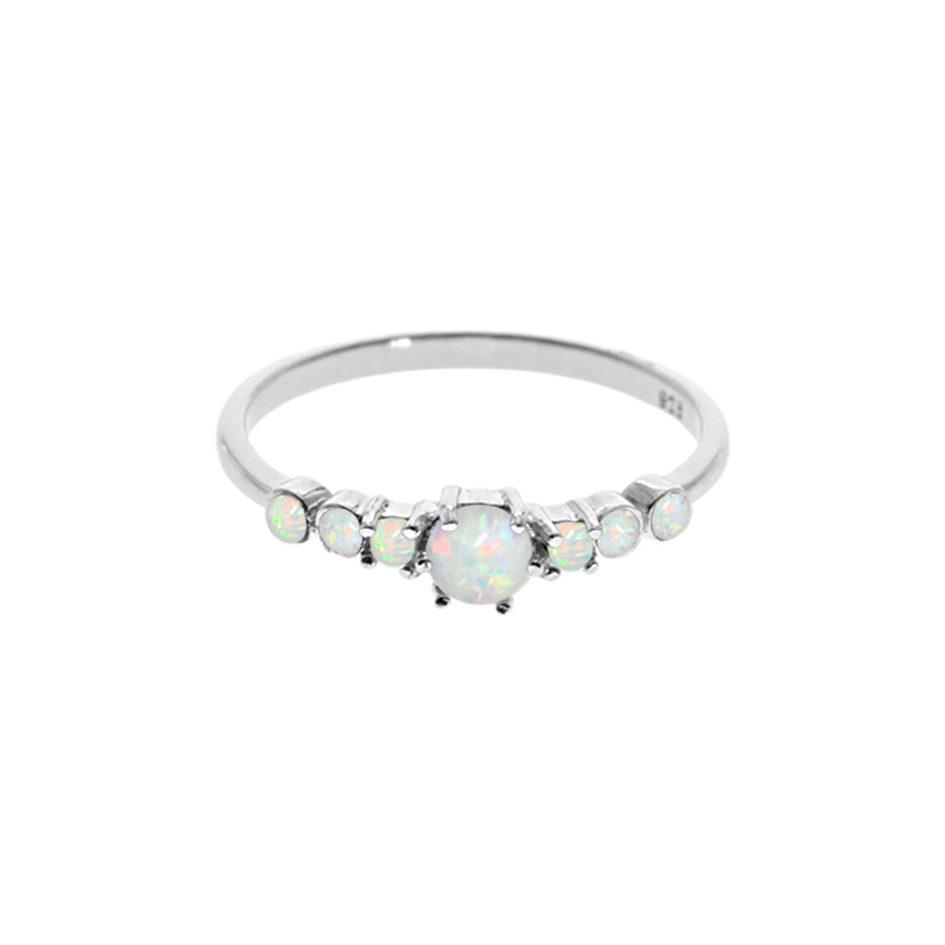Bethan seven stoned white opalique ring