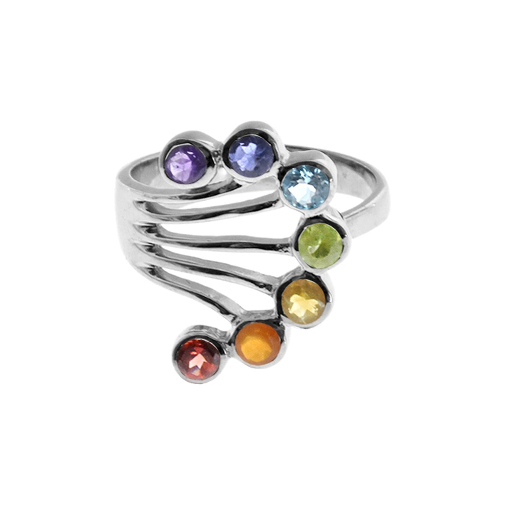Kenna multi-coloured abstract fan ring