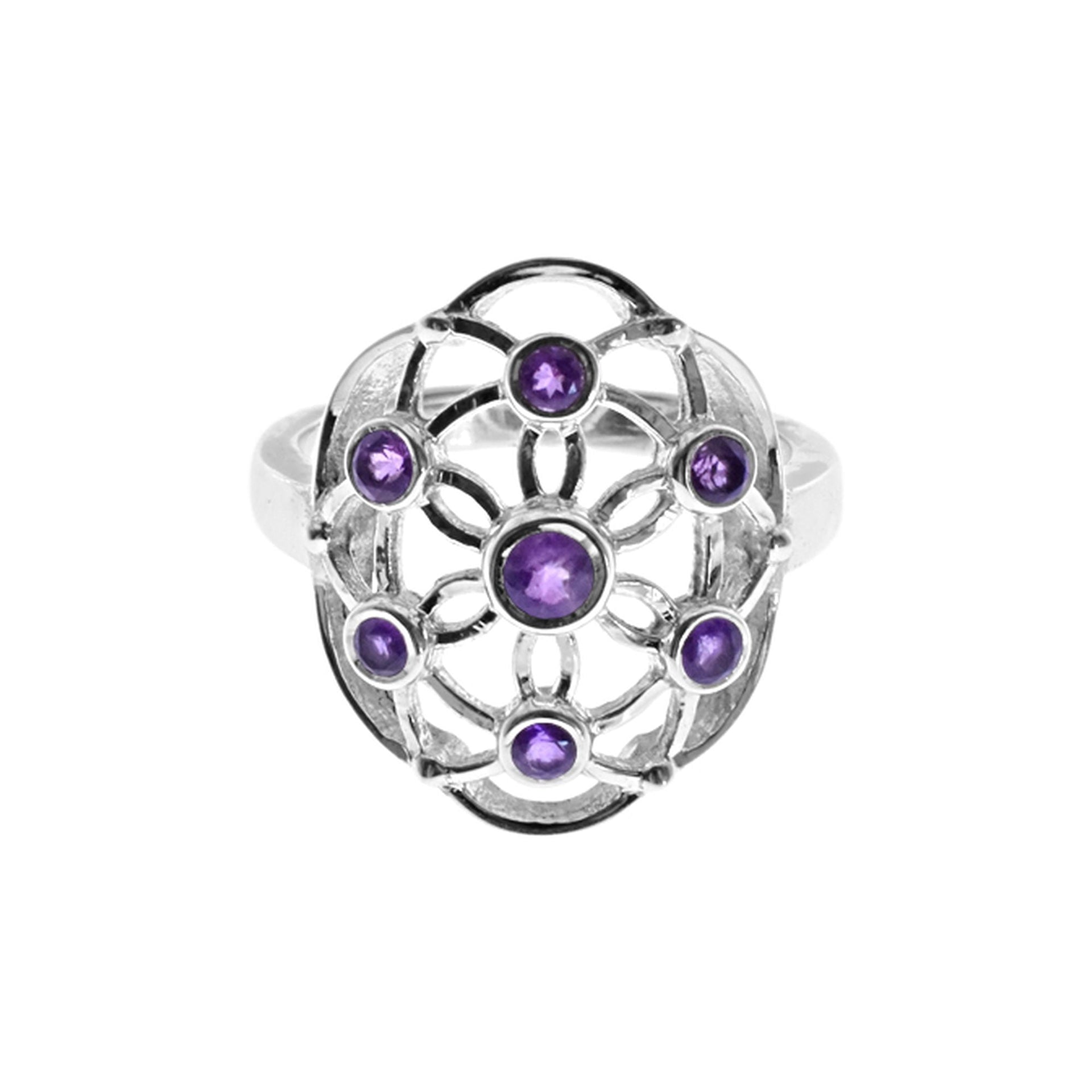 Tilly flower of life amethyst ring