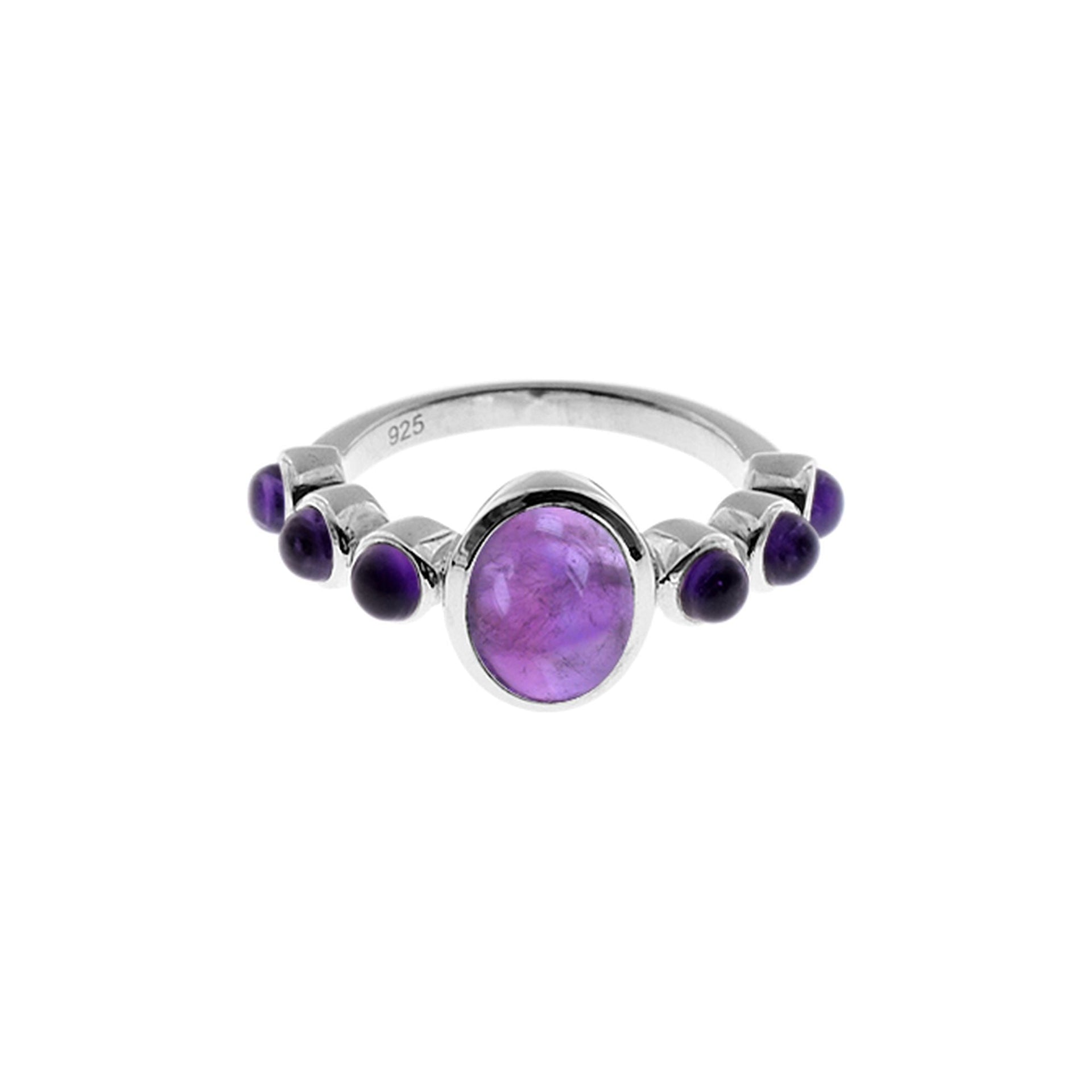 Lola seven stoned amethyst ring