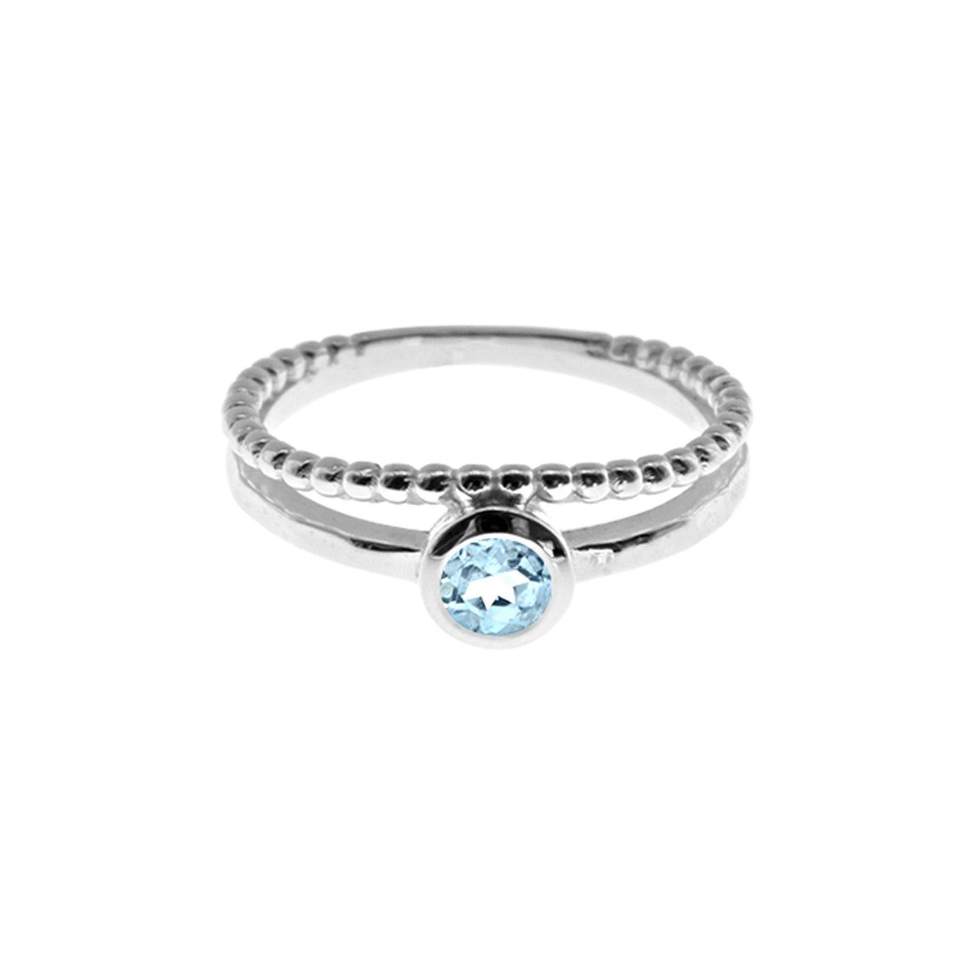 Lola blue topaz double shank ring