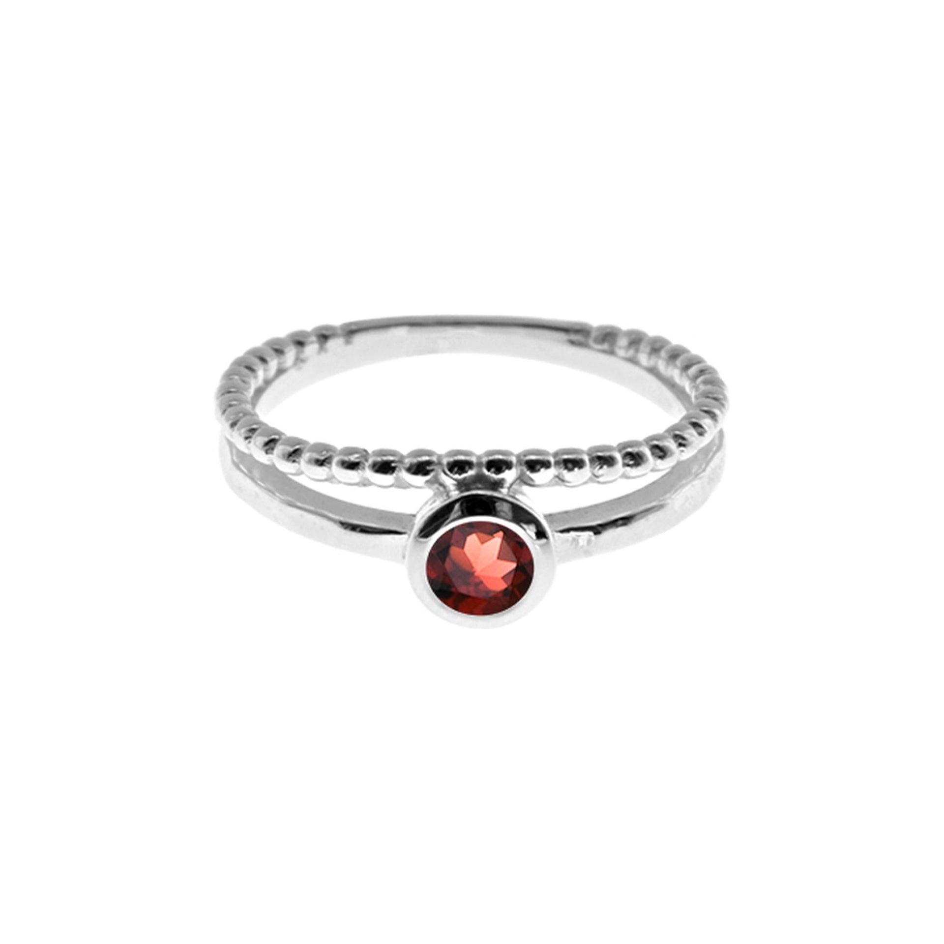 Lola garnet double shank ring