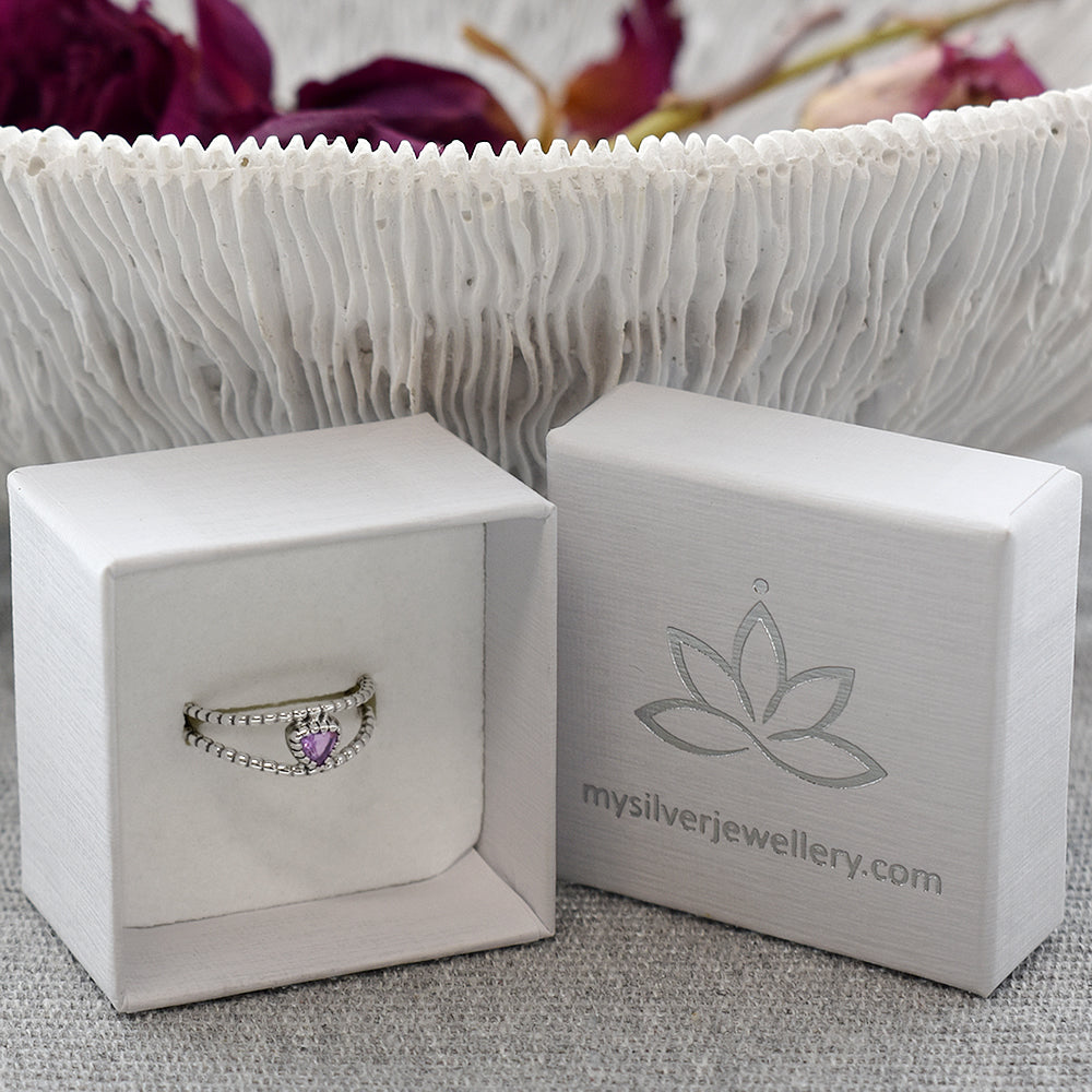 Catalina split bobble ring with amethyst