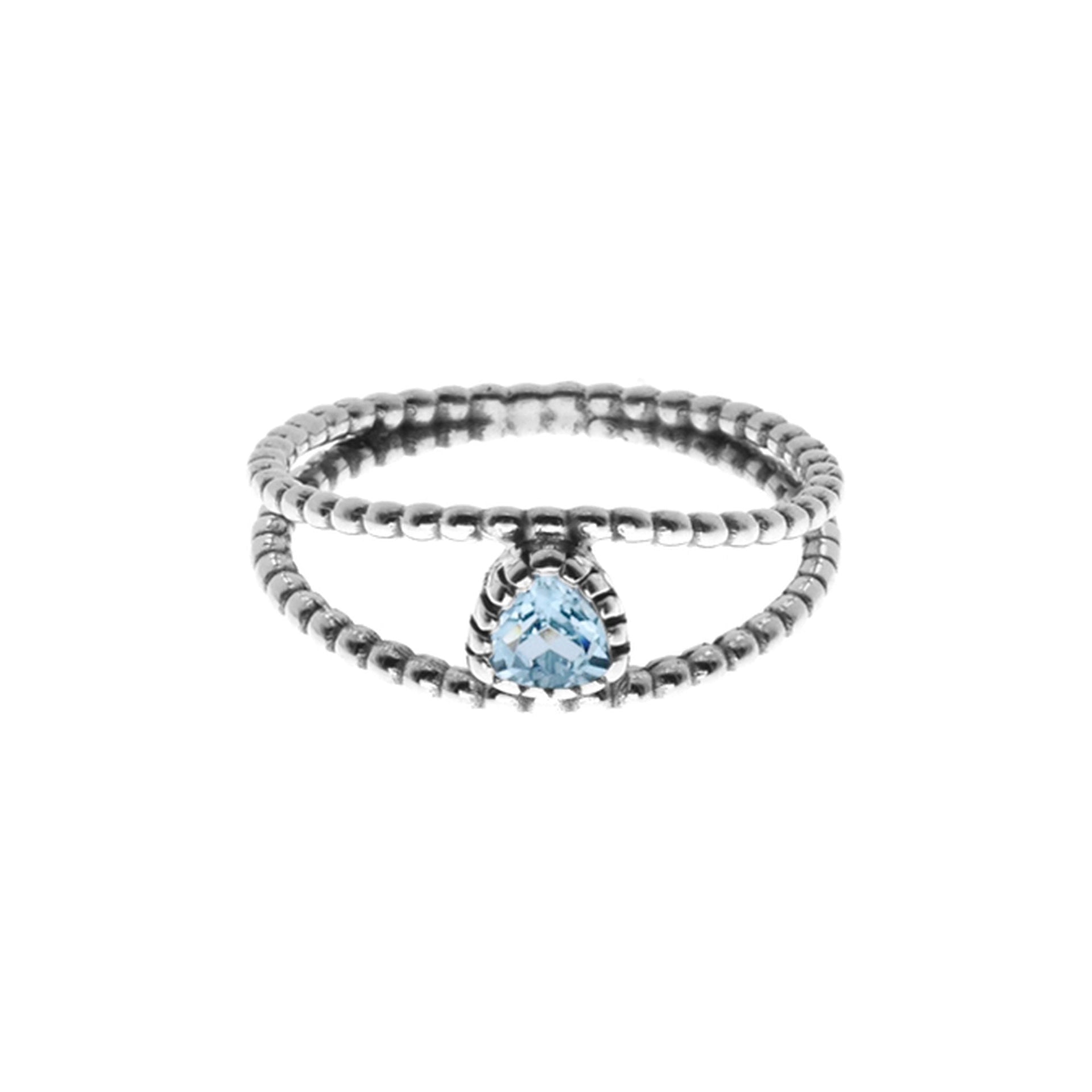 Catalina split bobble ring with blue topaz