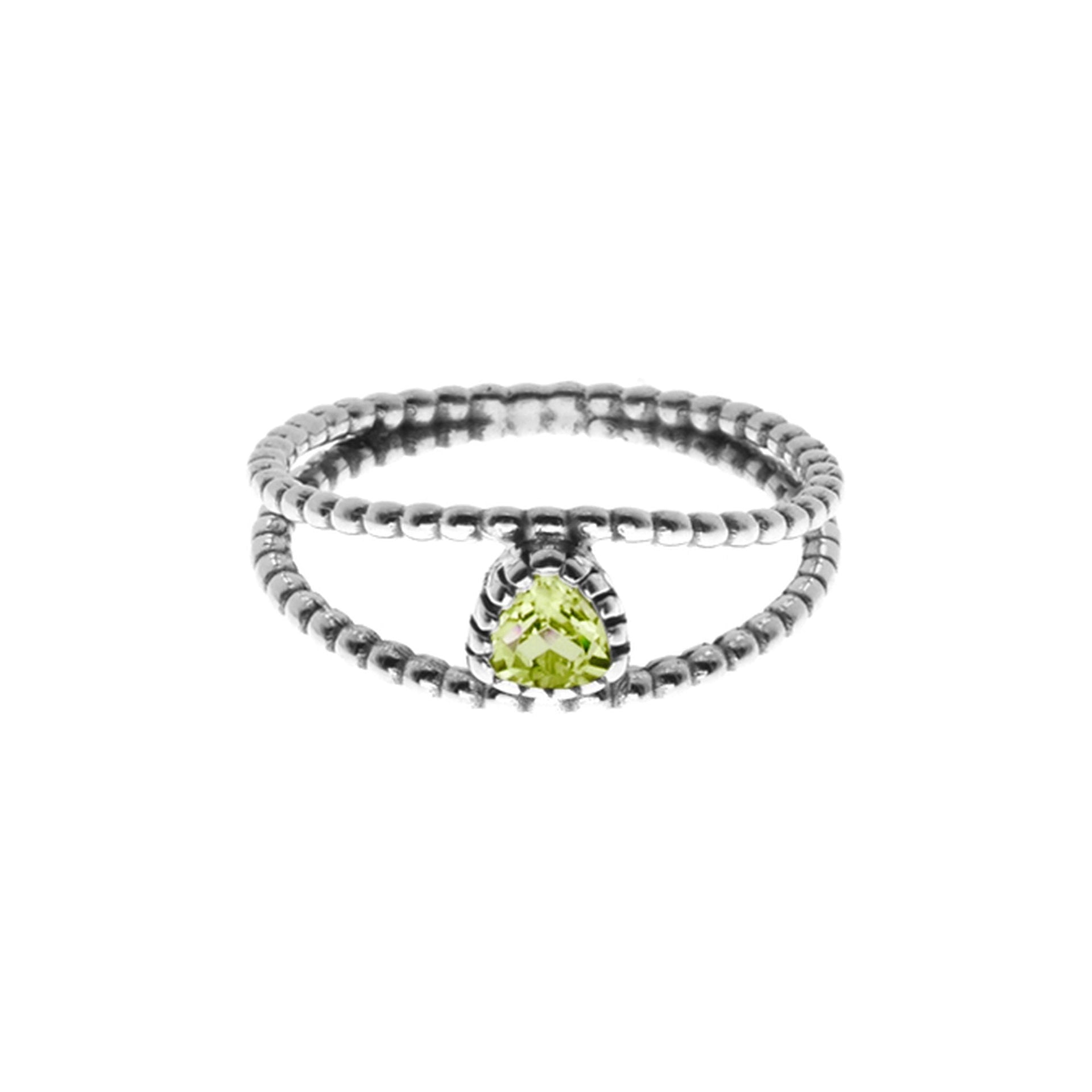 Catalina split bobble ring with peridot
