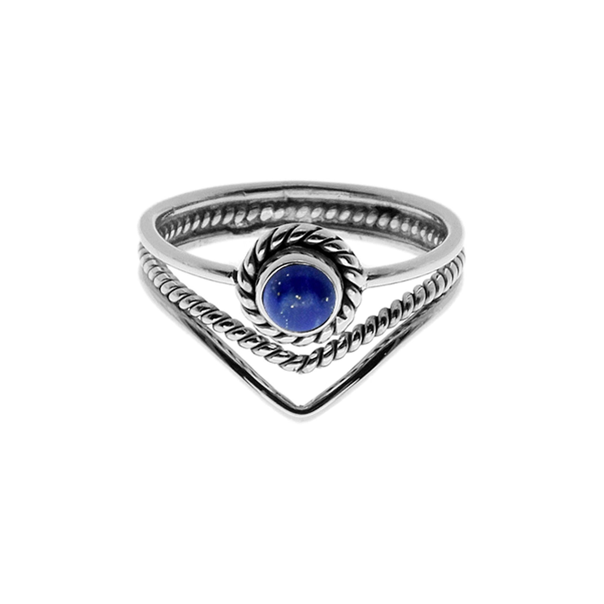 Catalina split band ring with lapis lazuli