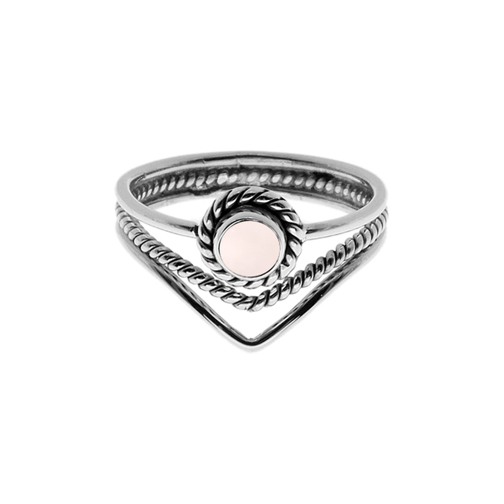 Catalina split band ring with rose quartz