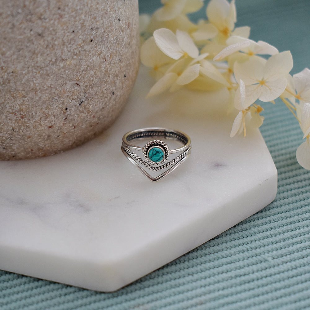 Catalina split band ring with turquoise