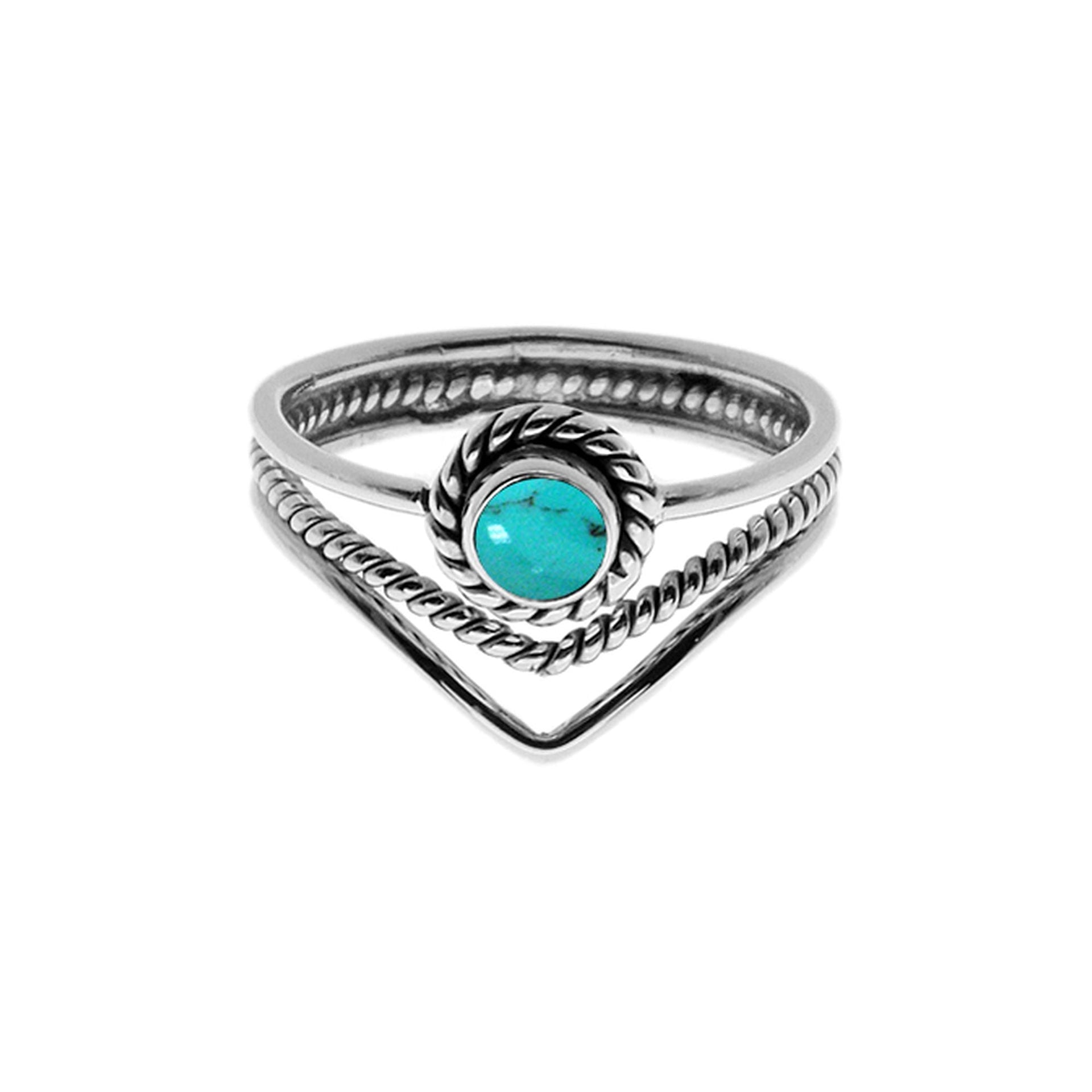 Catalina split band ring with turquoise
