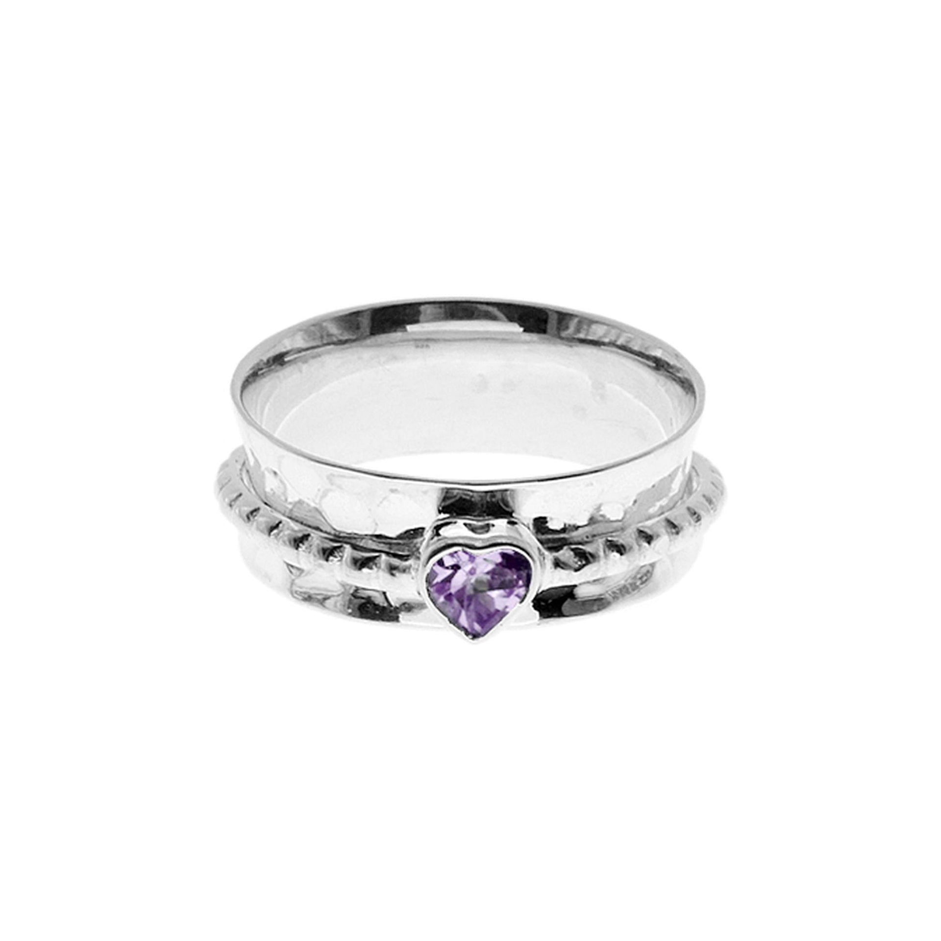Lexi spinning ring with faceted amethyst heart