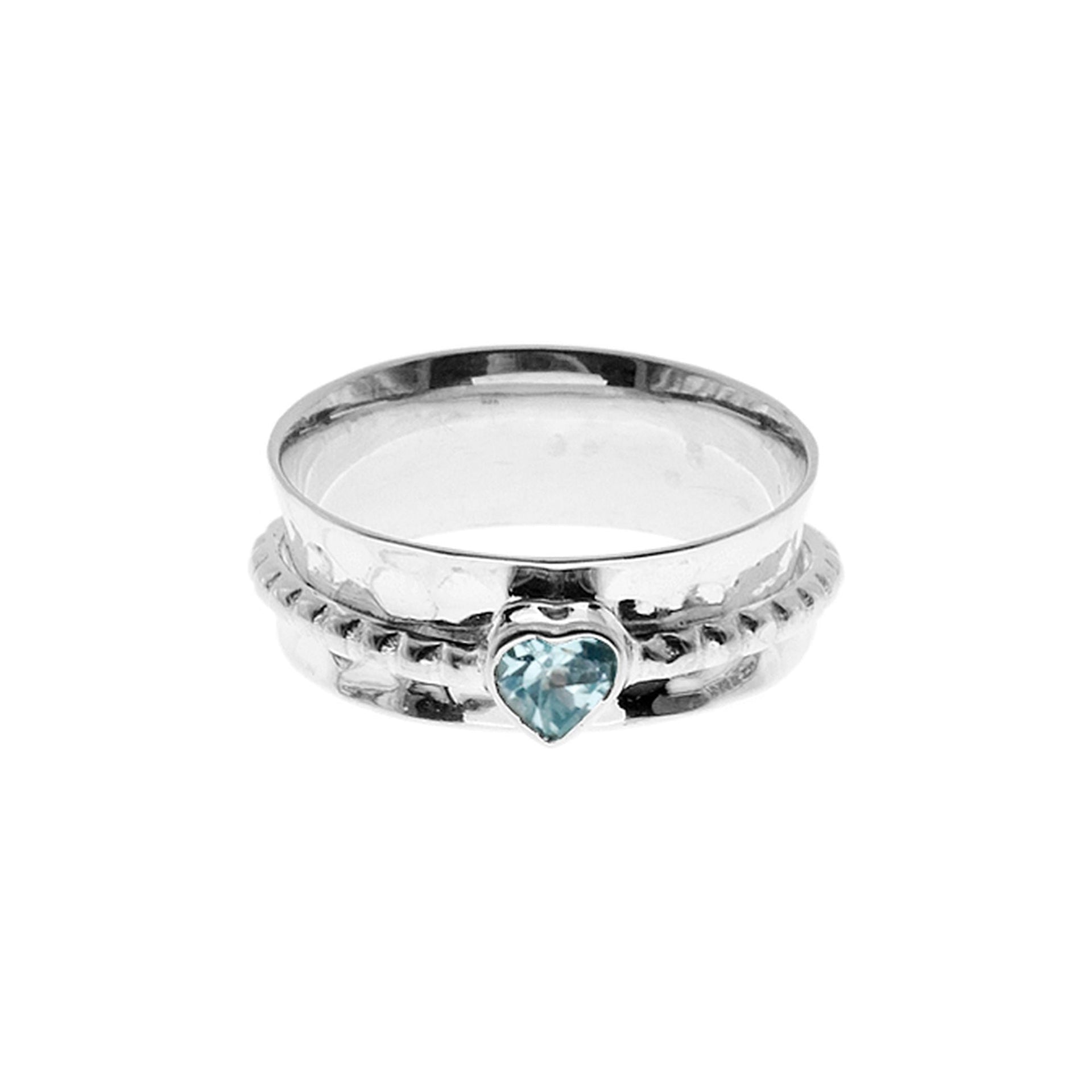 Lexi spinning ring with blue topaz heart