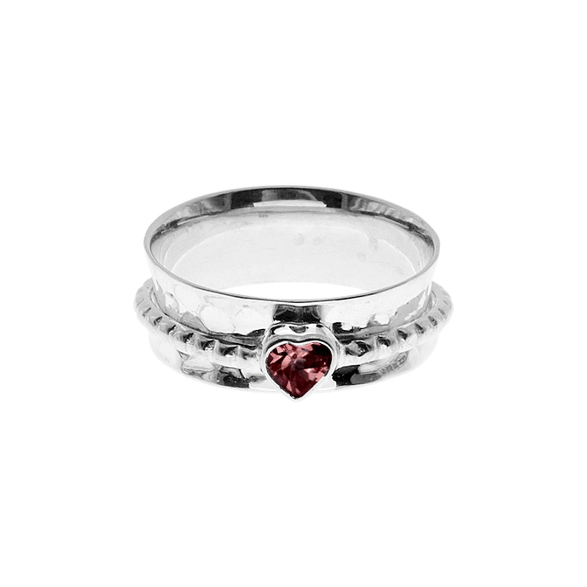Lexi spinning ring with faceted garnet heart