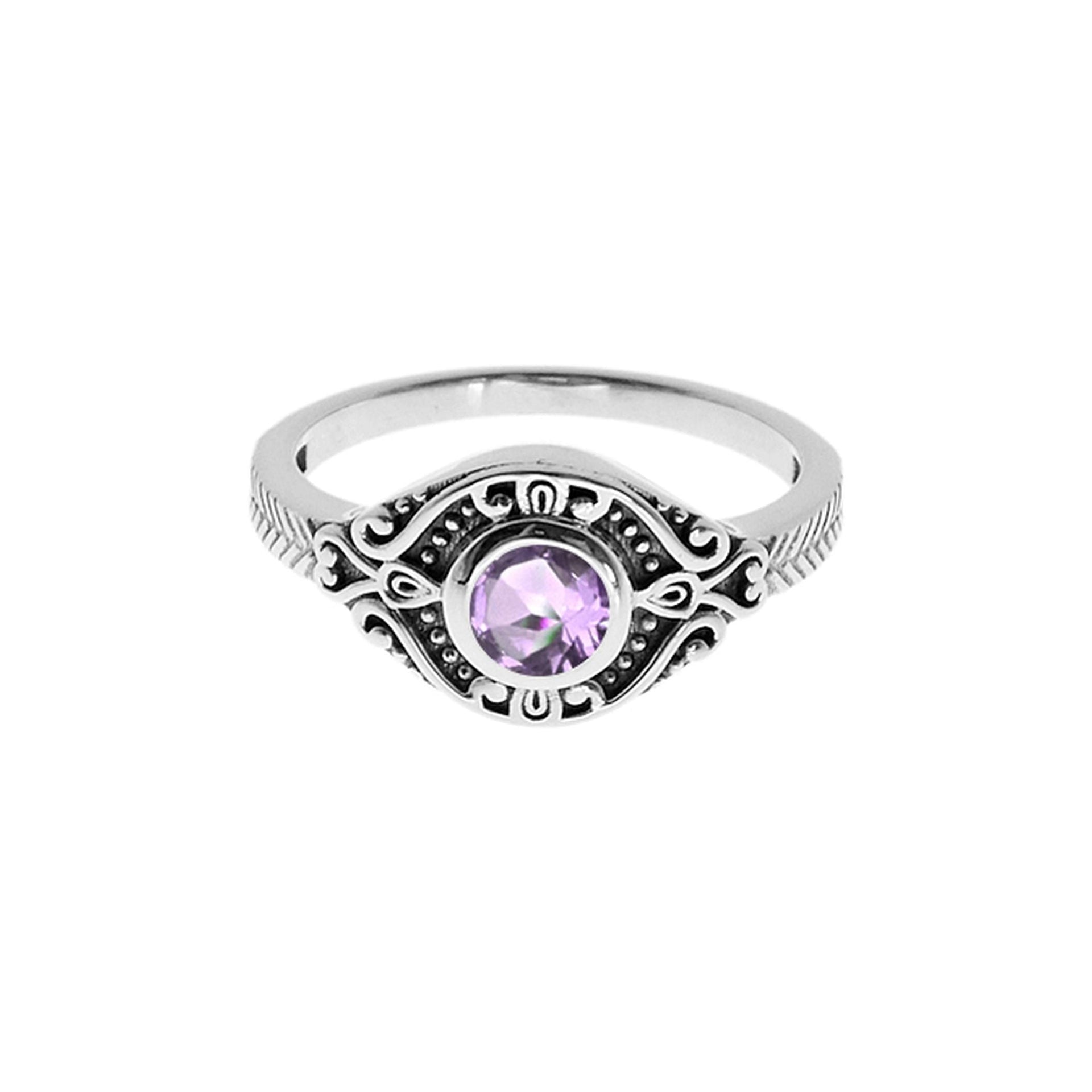 Catalina chunky ring with faceted amethyst
