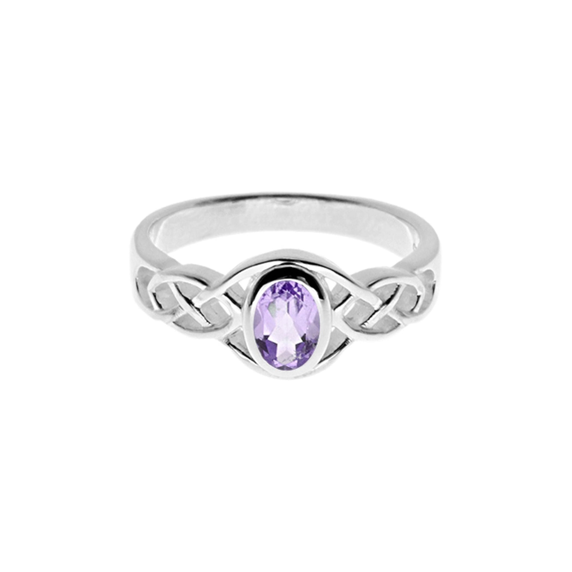 Betsy Celtic ring with oval faceted amethyst