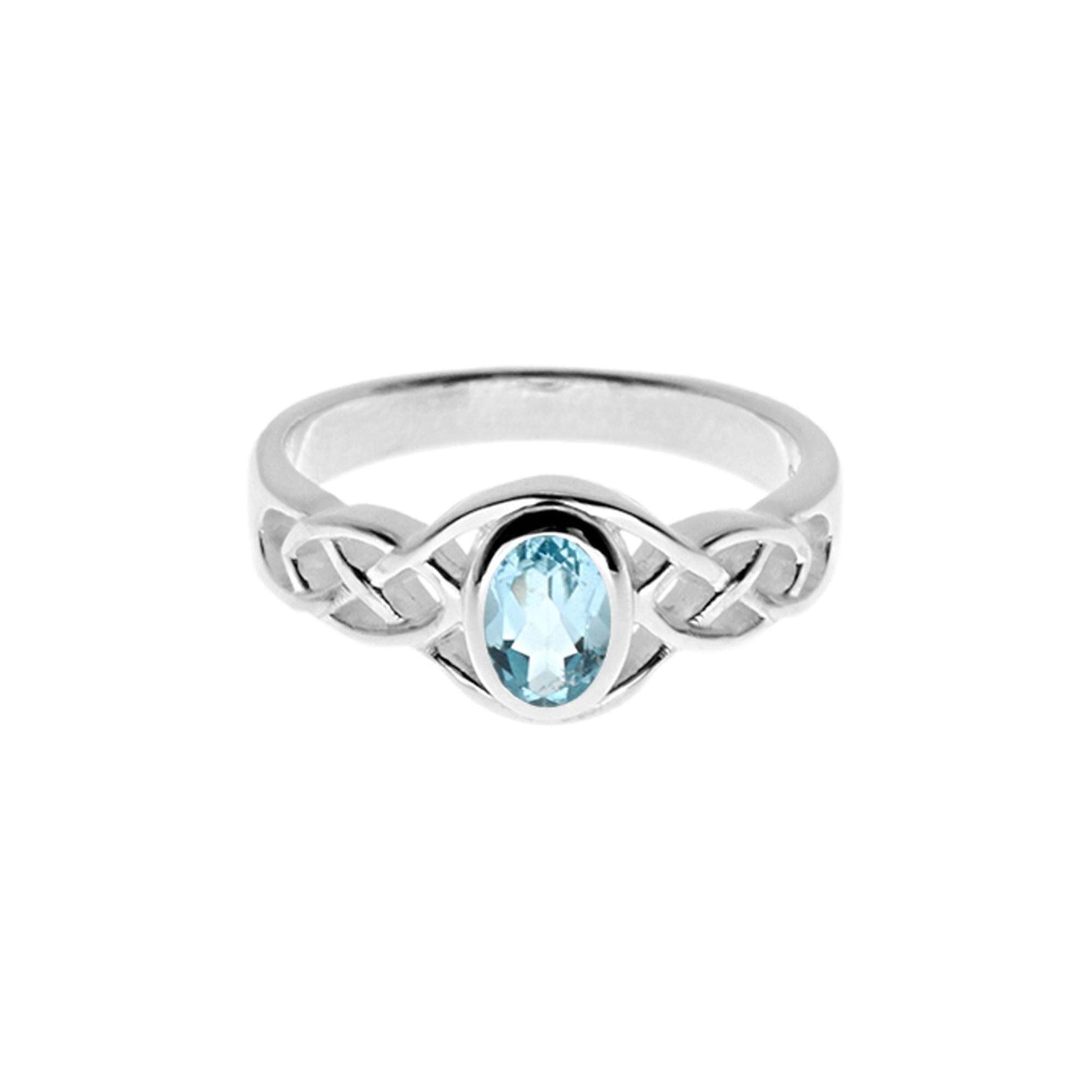 Betsy Celtic ring with oval blue topaz