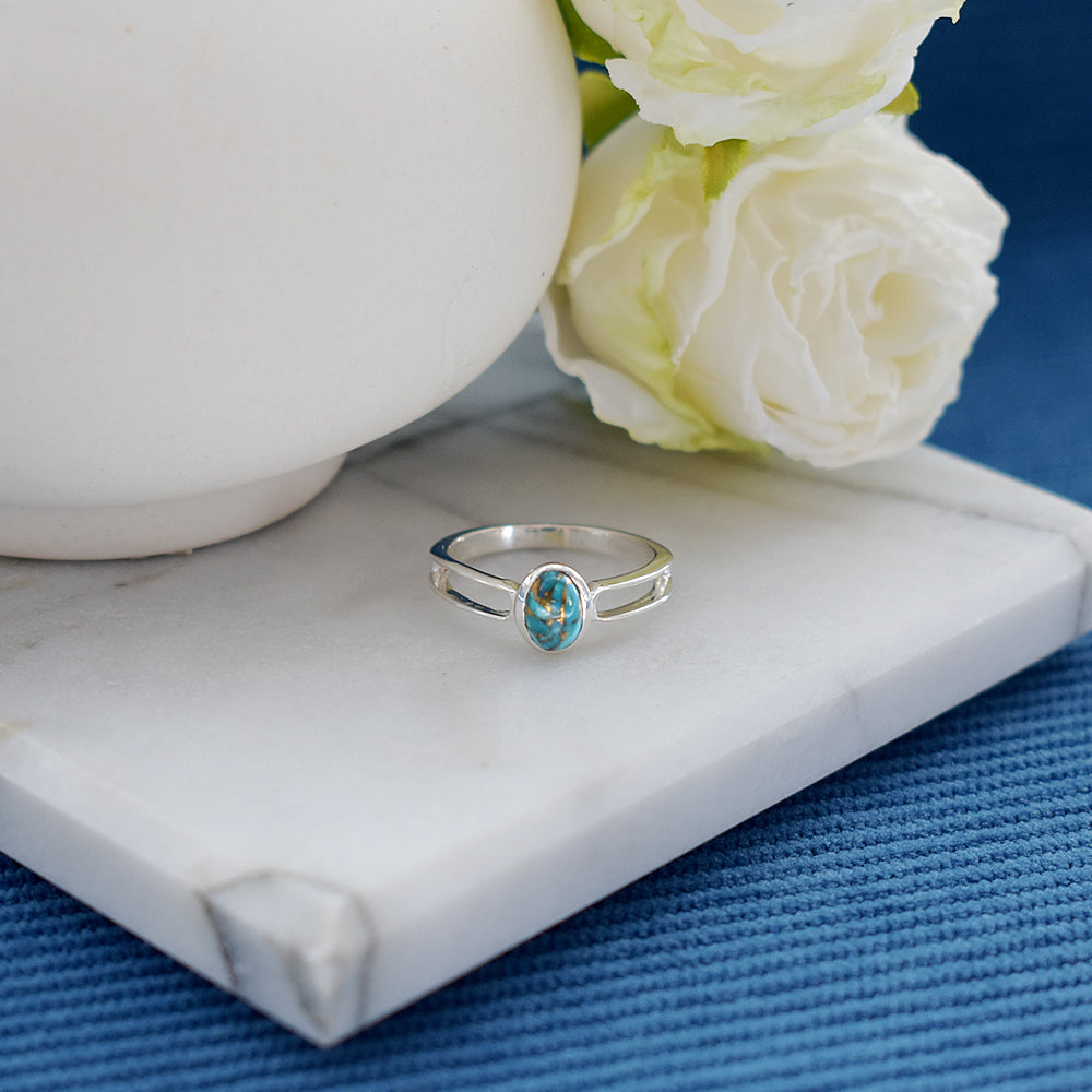 Bridget split ring with blue mohave turquoise
