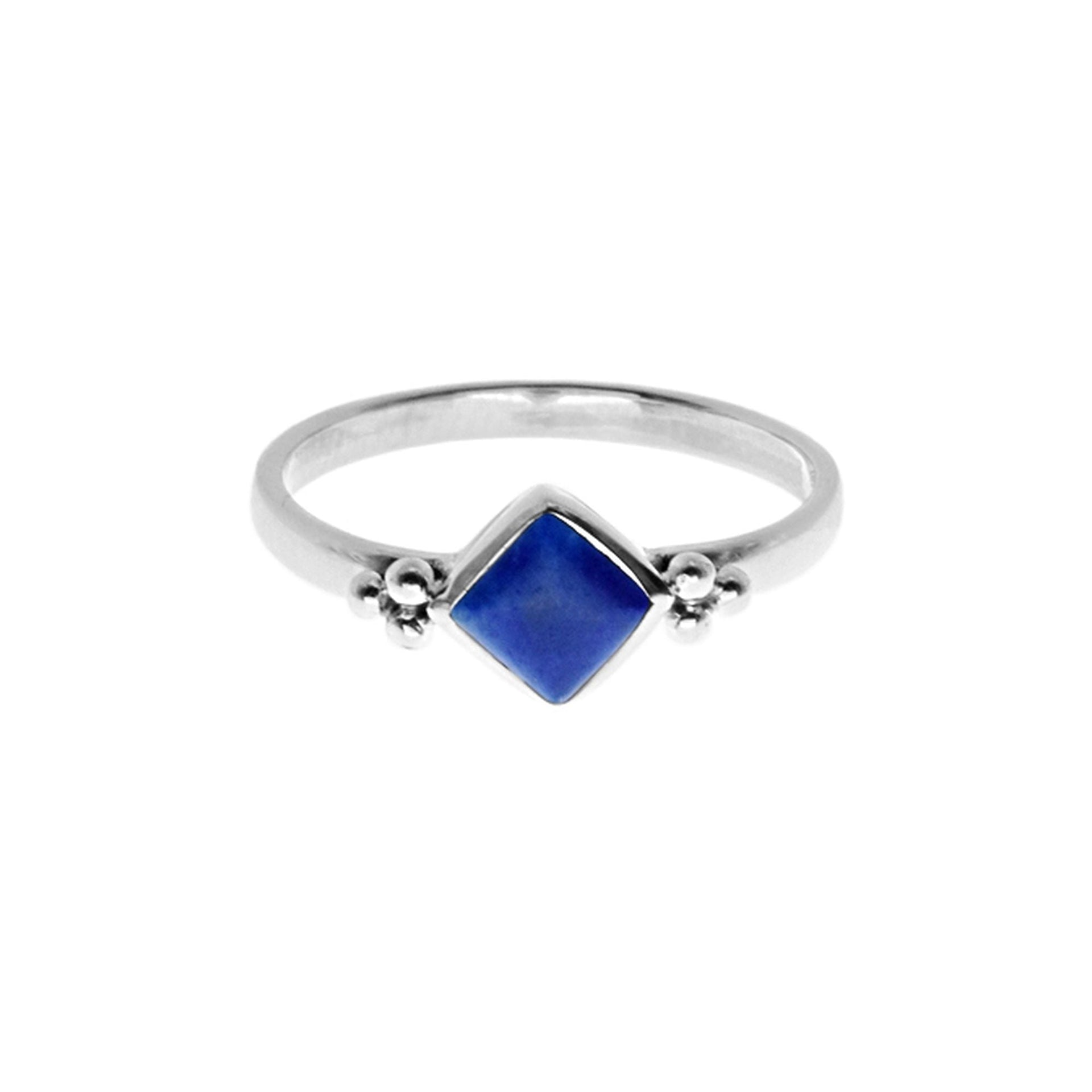 Bridget offset square lapis lazuli ring