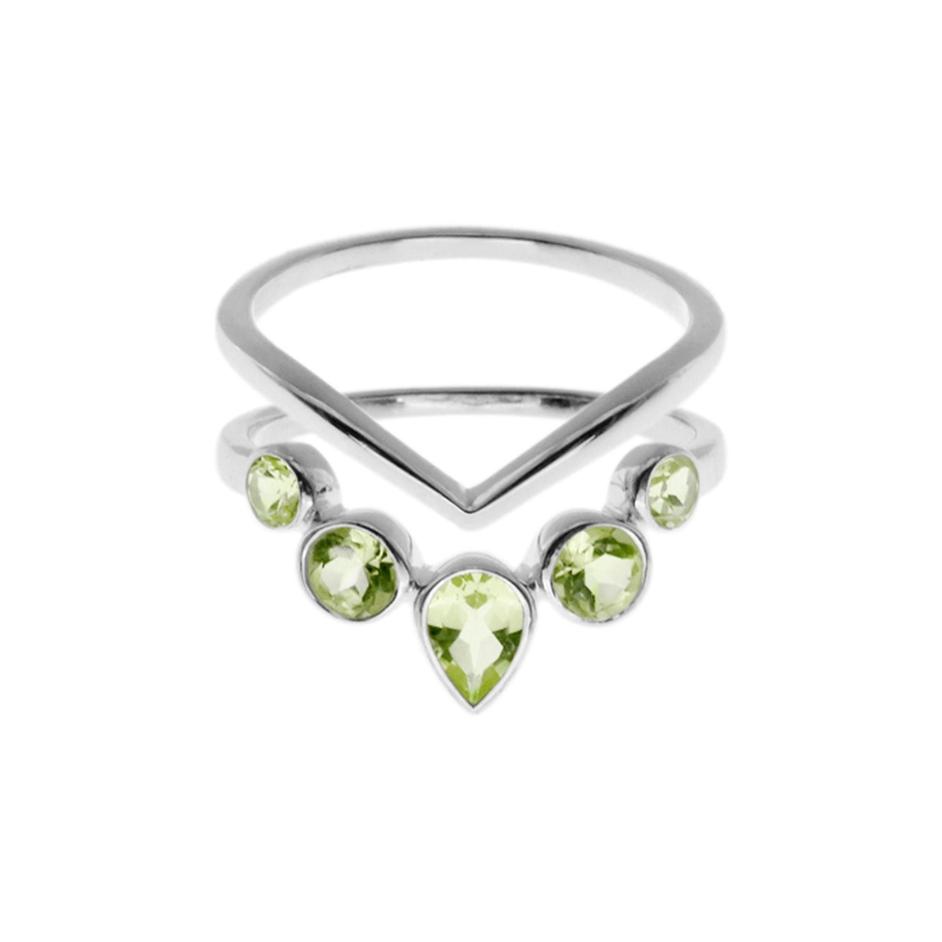 Samira wishbone double ring set with peridot