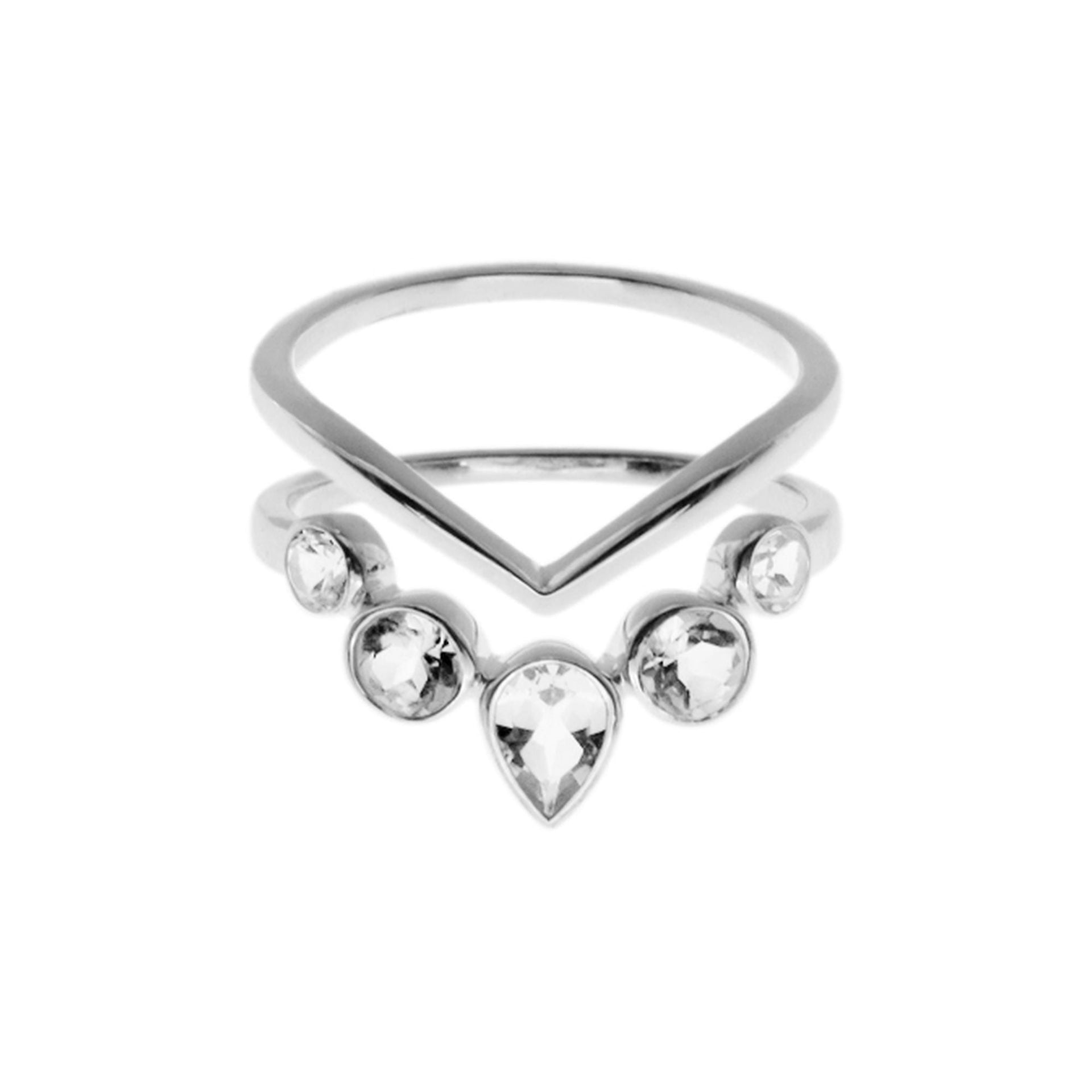 Samira wishbone double ring set with quartz