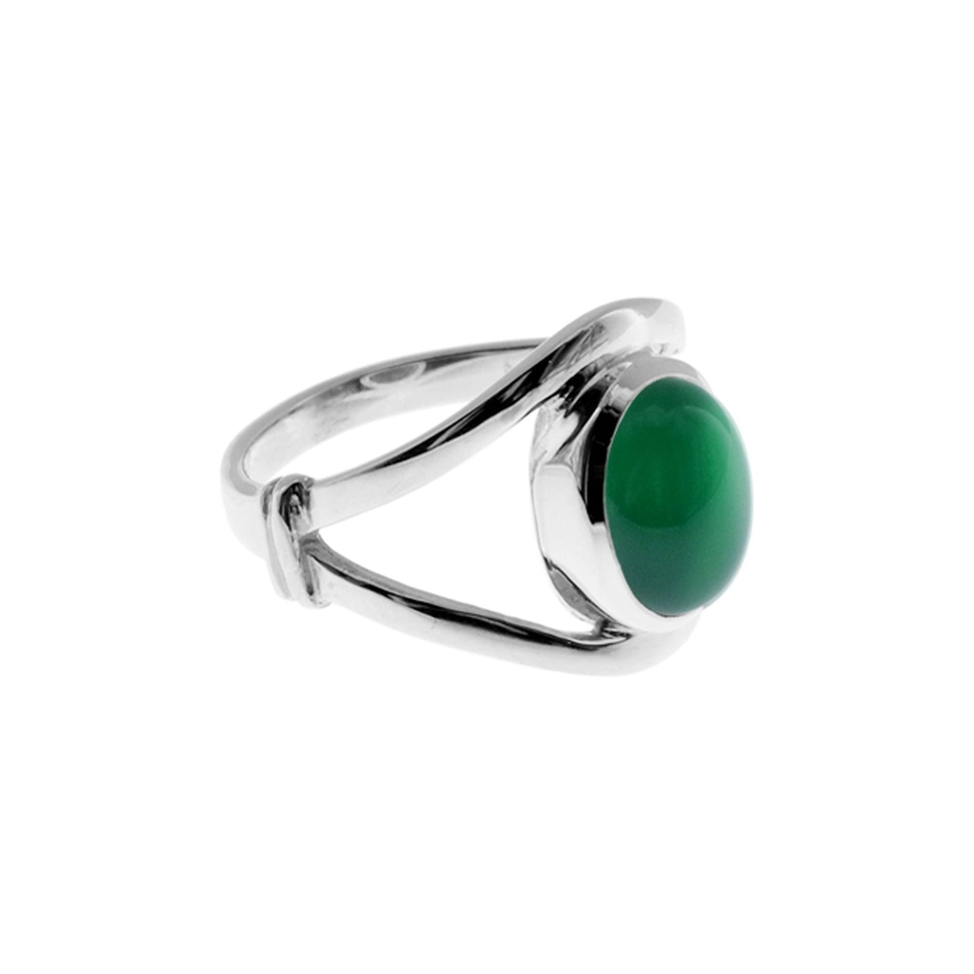 Amy split shank green agate ring