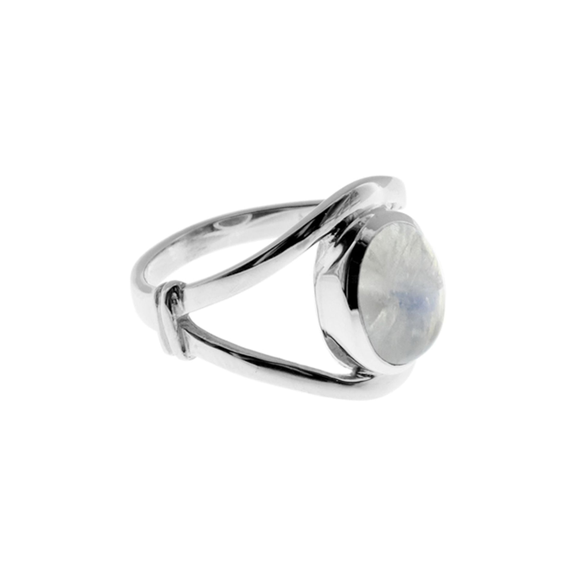 Amy split shank rainbow moonstone ring