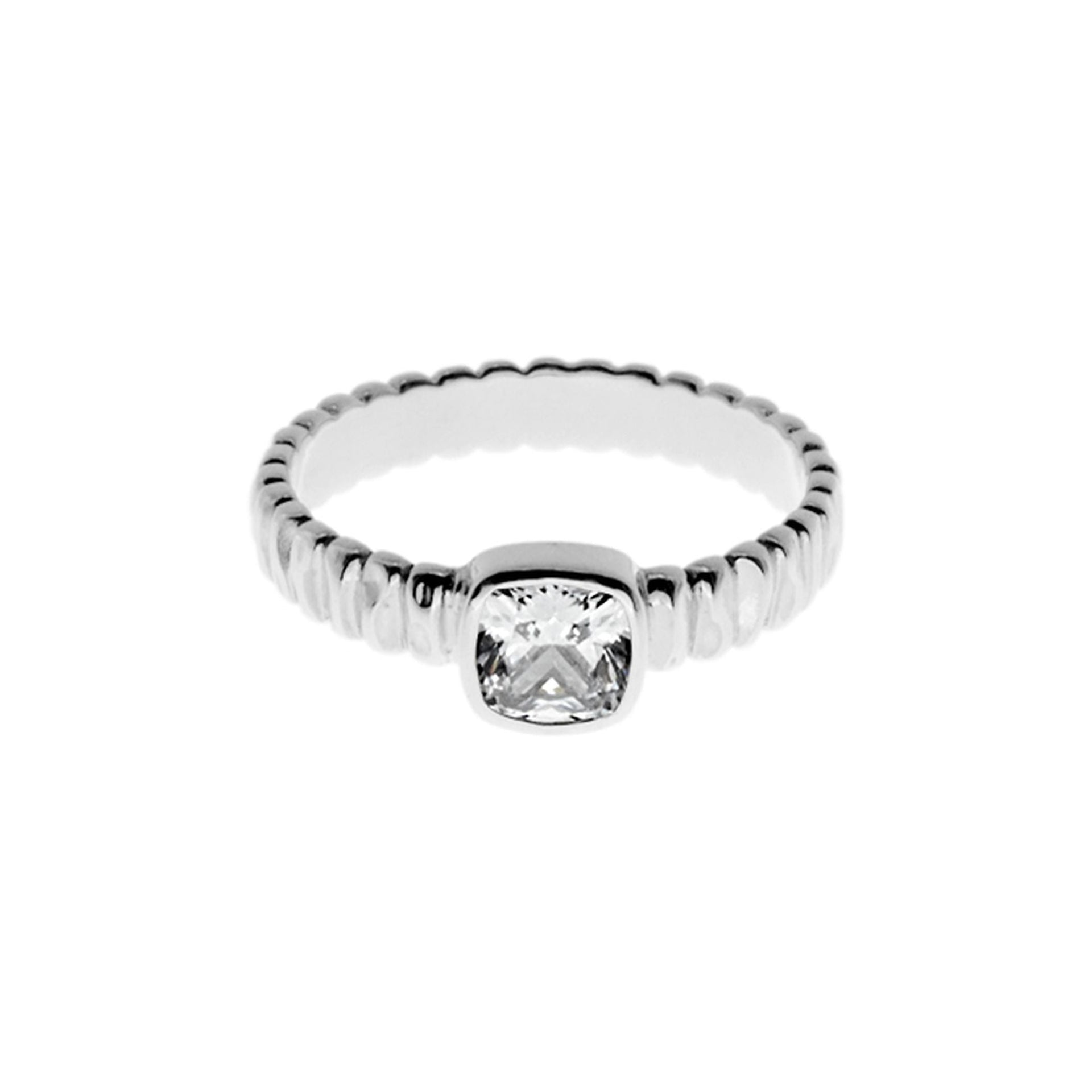 Kenzie CZ square textured band ring
