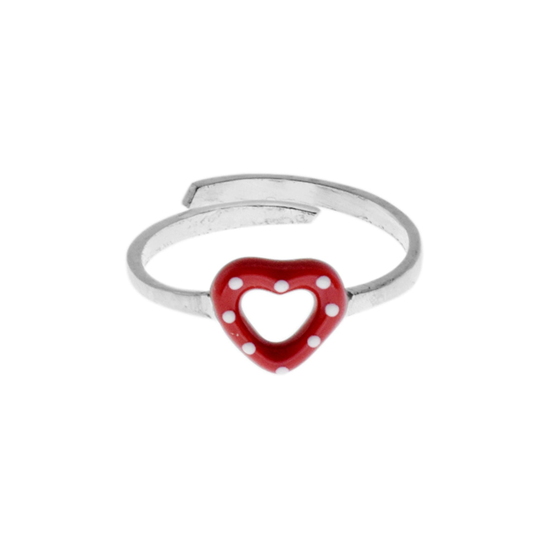 Poppy red open heart ring