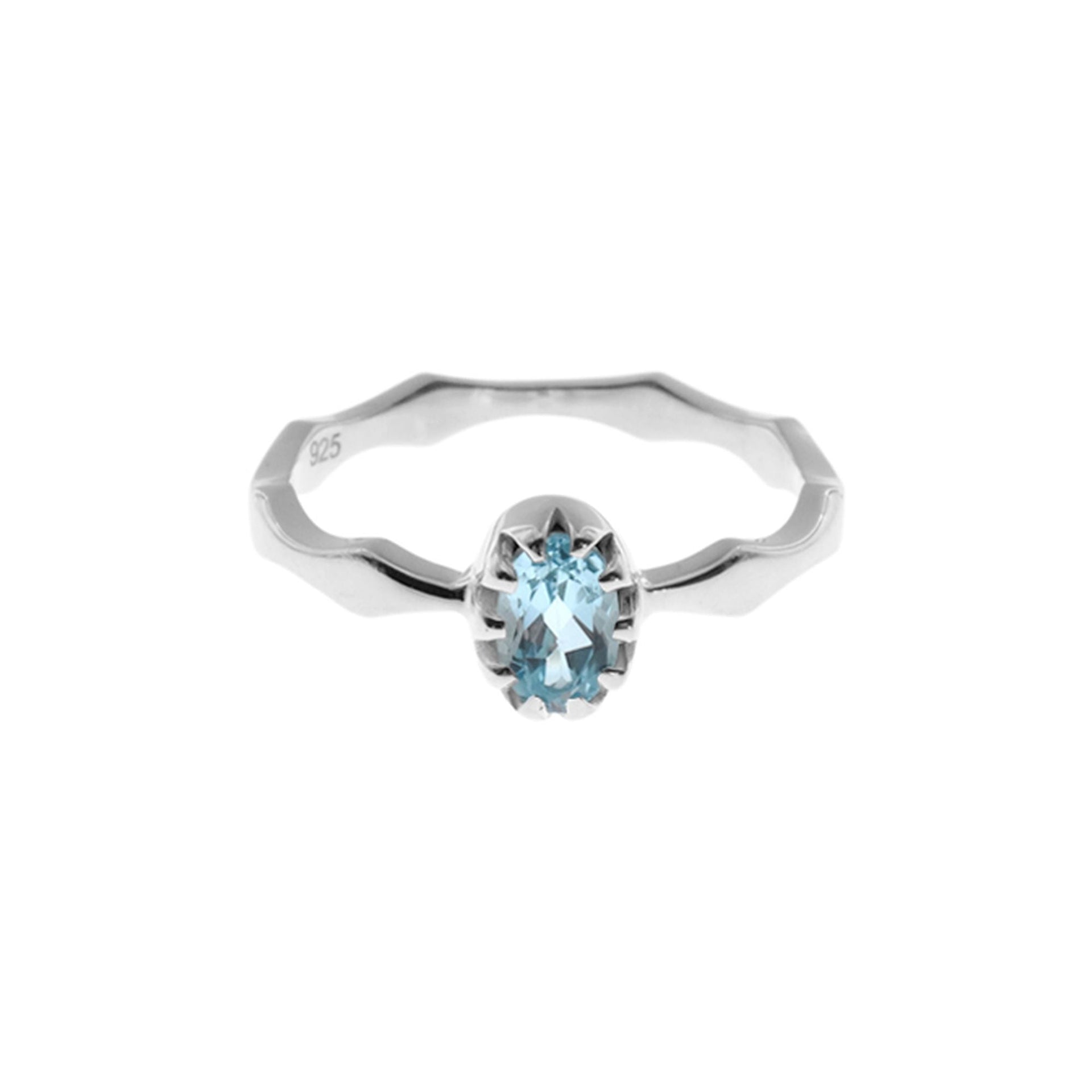 Kara wavy blue topaz ring