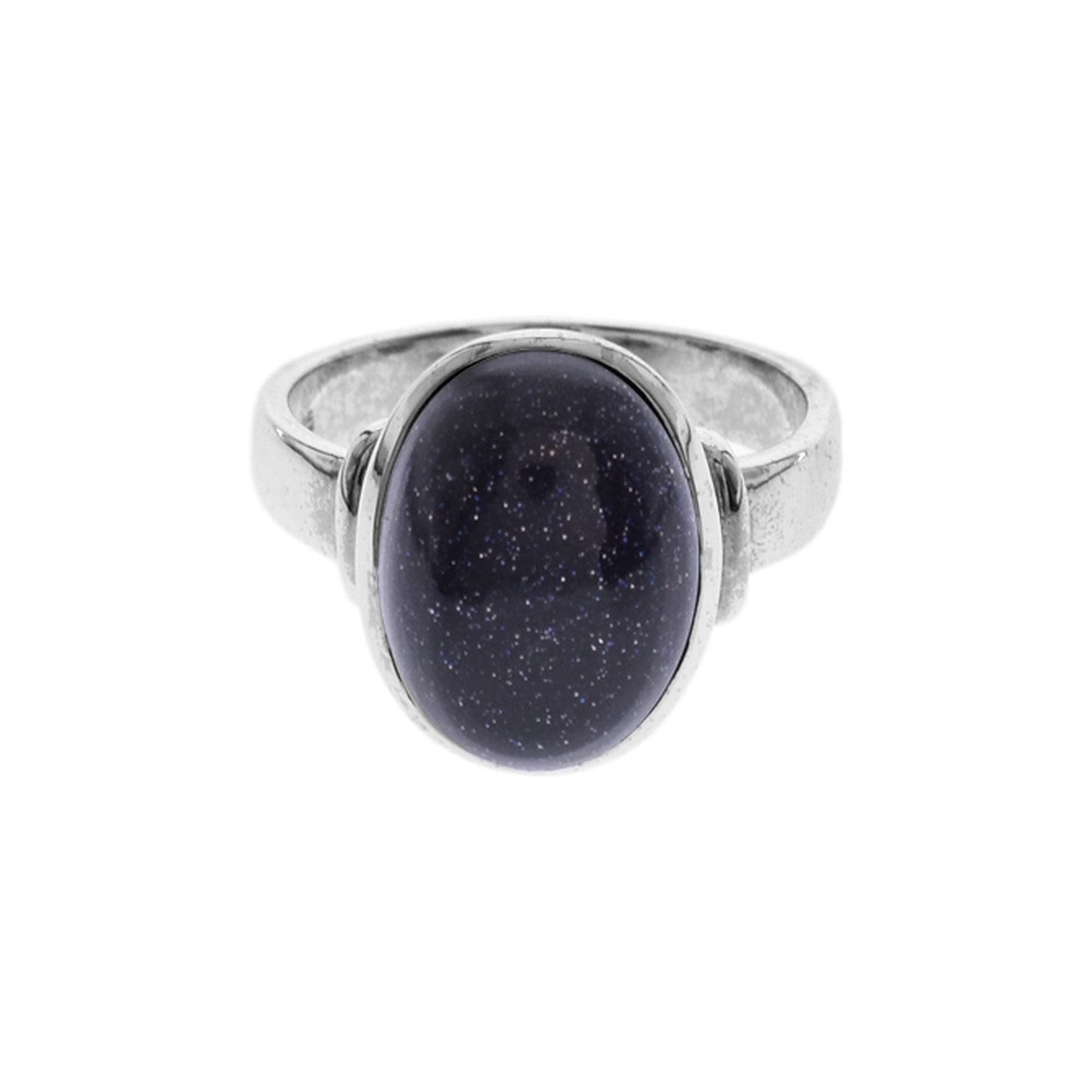Samira oval blue goldstone with shoulder detail ring