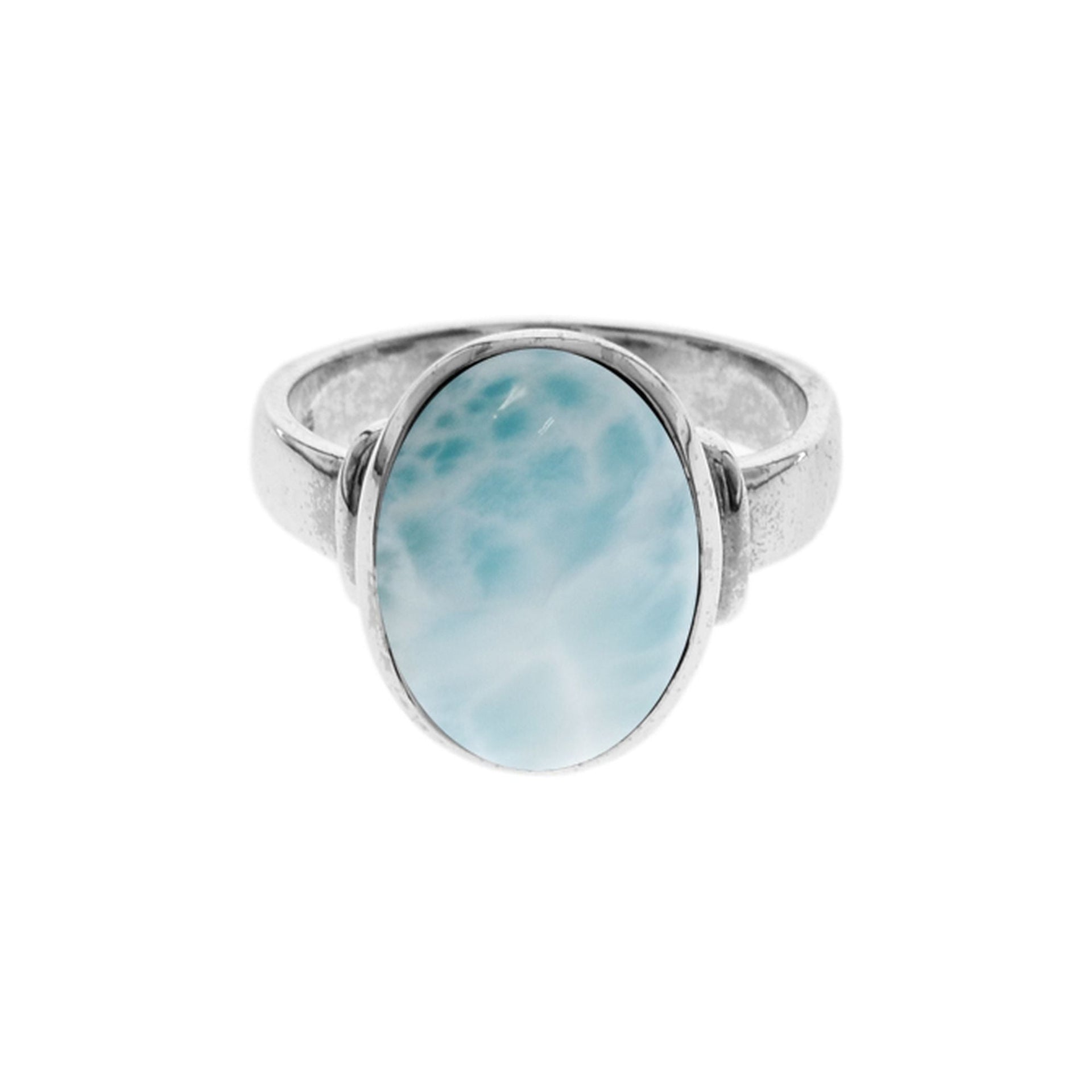 Samira oval larimar with shoulder detail ring