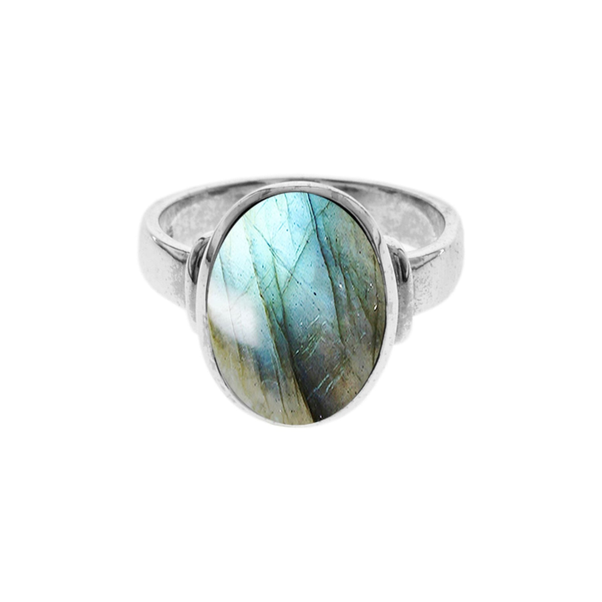 Samira oval labradorite with shoulder detail ring