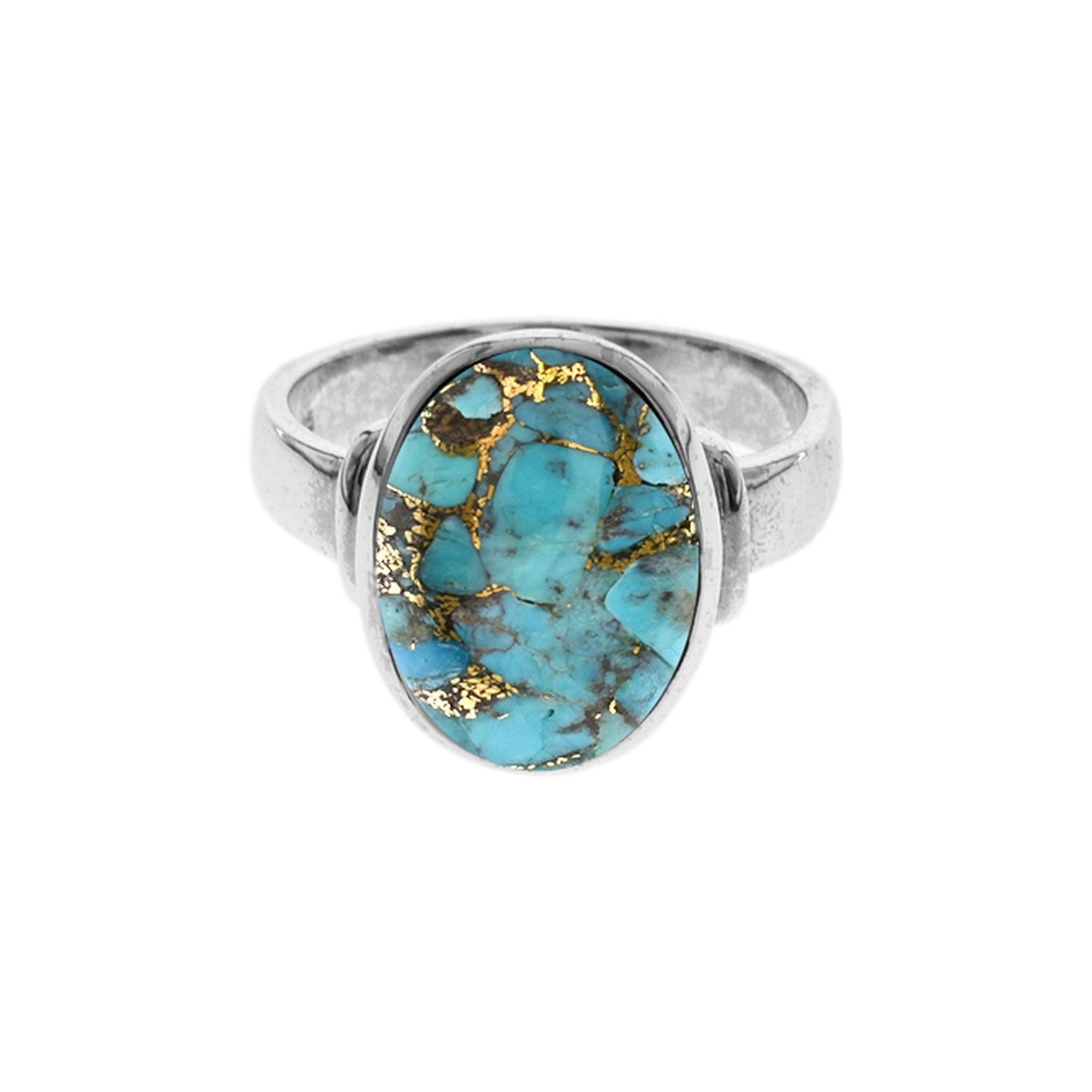 Samira oval blue mohave with shoulder detail ring