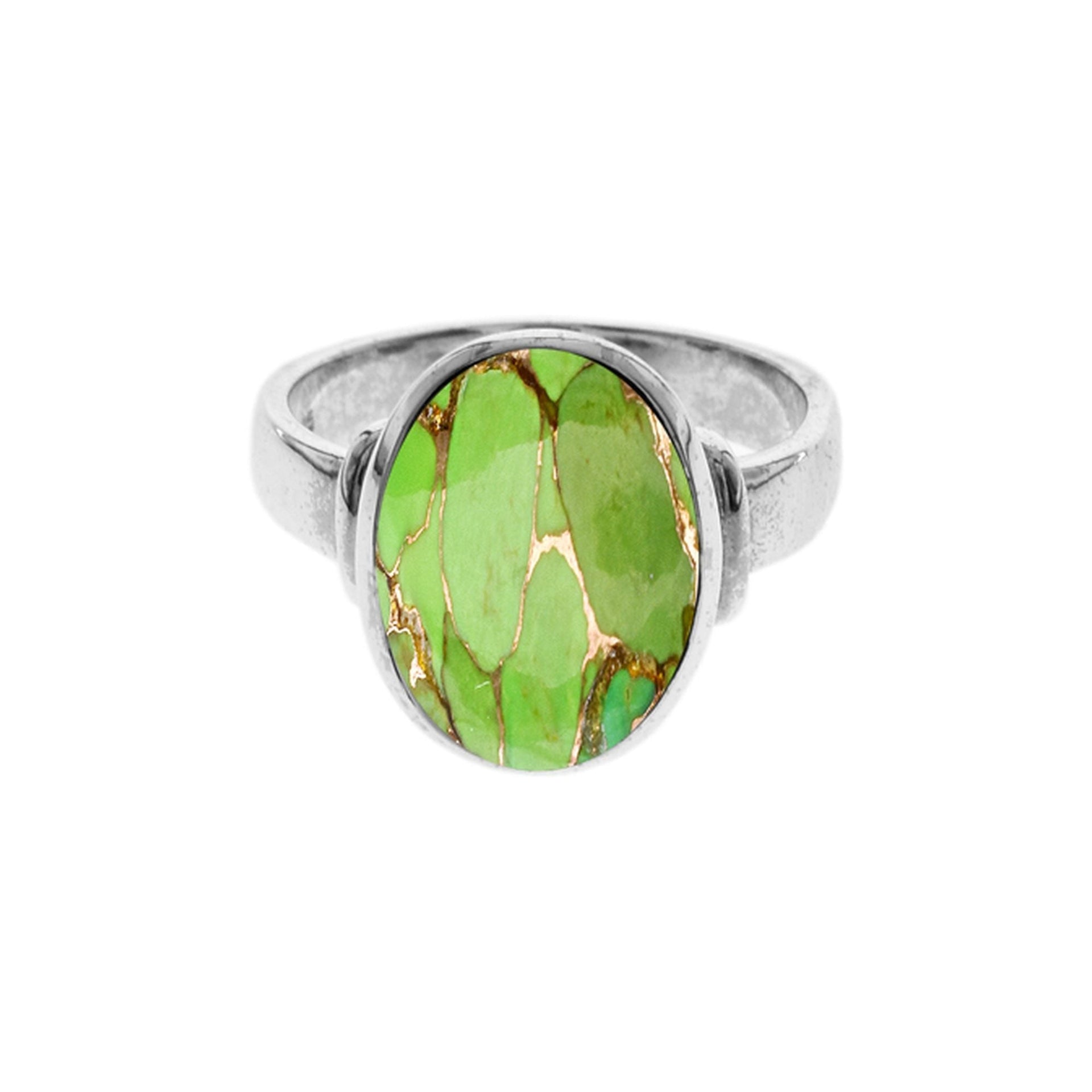 Samira oval green mohave with shoulder detail ring