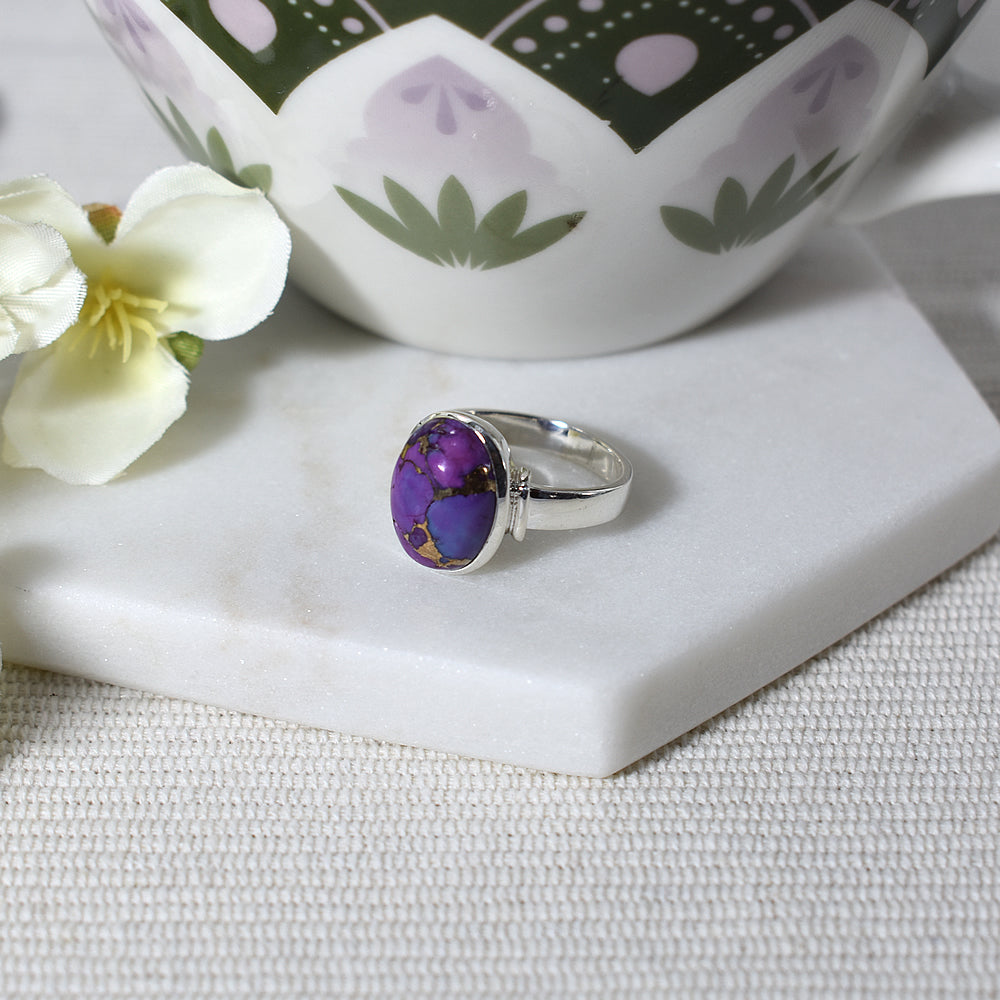 Samira oval purple mohave with shoulder detail ring