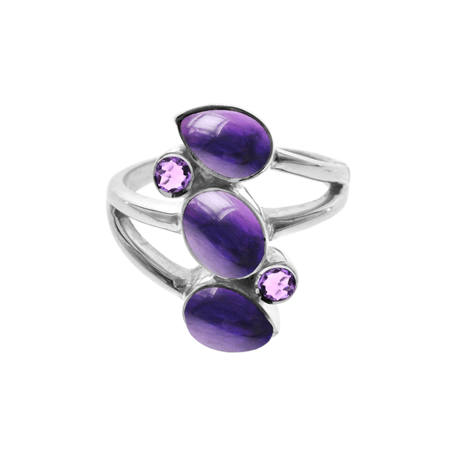 Amy amethyst & faceted amethyst five stone ring