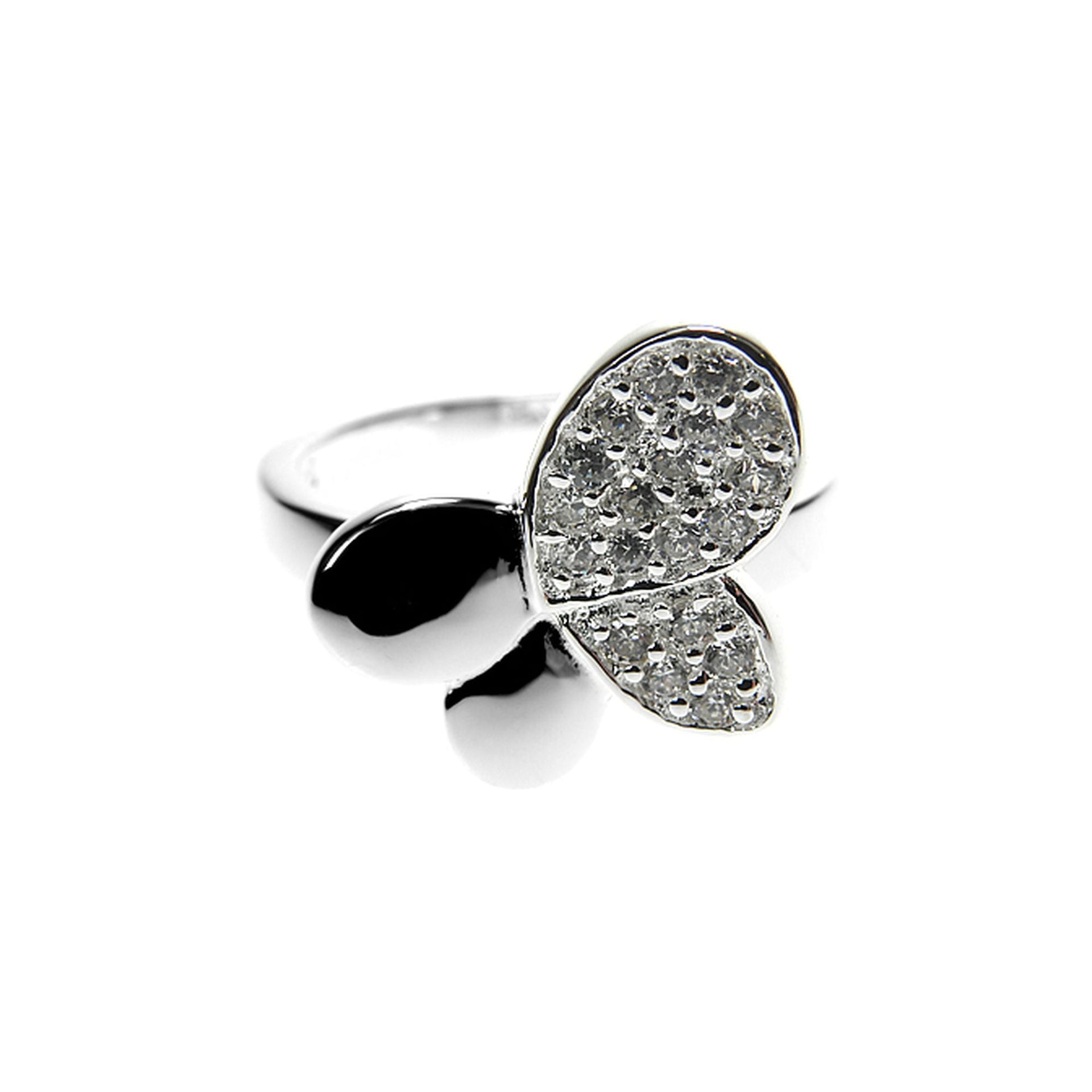 Butterfly ring with micro-set CZ