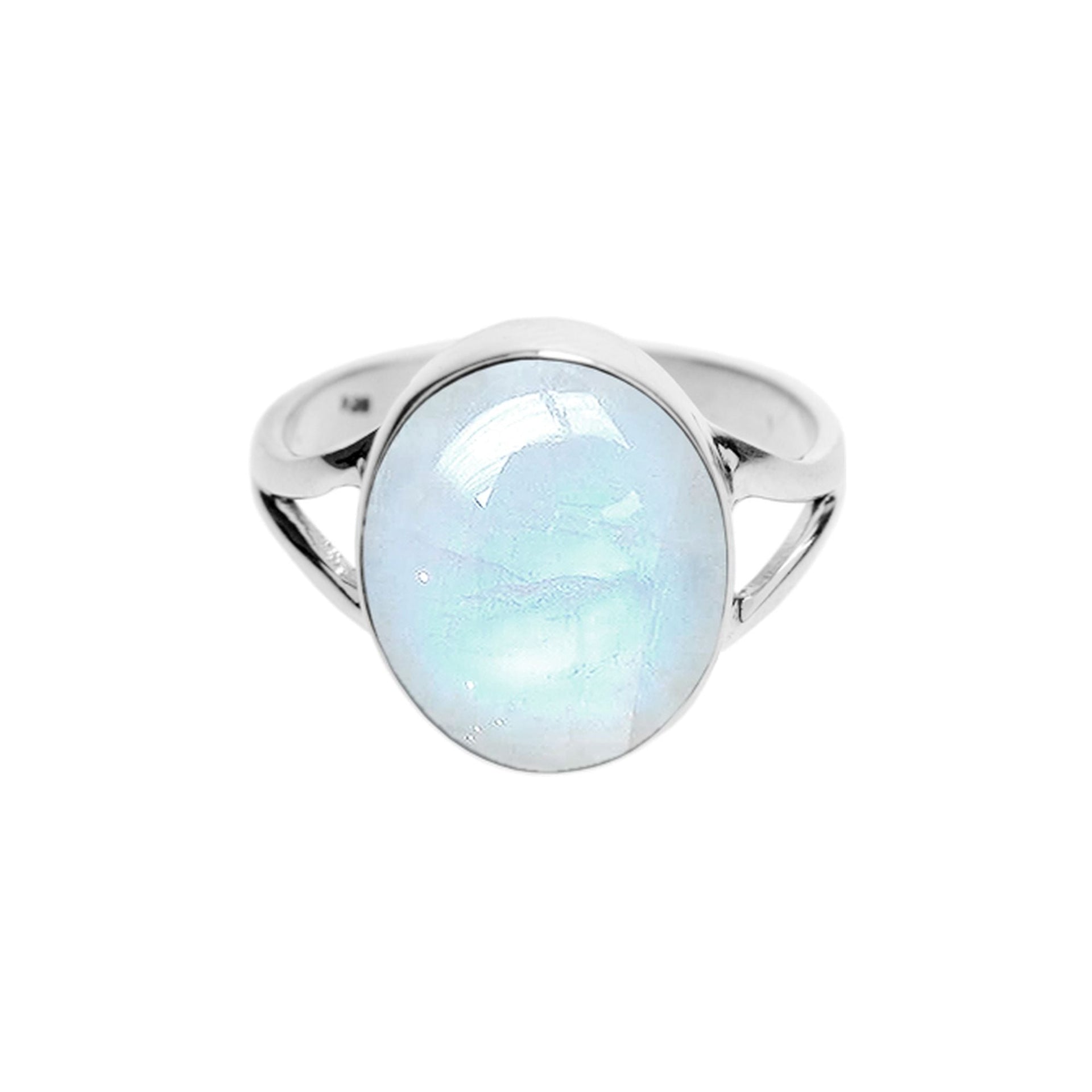 Samira oval rainbow moonstone split band ring