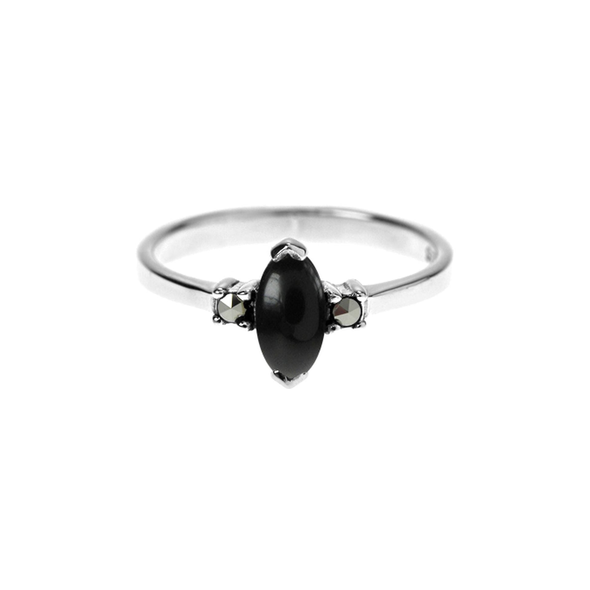 Lottie black onyx and marcasite ring