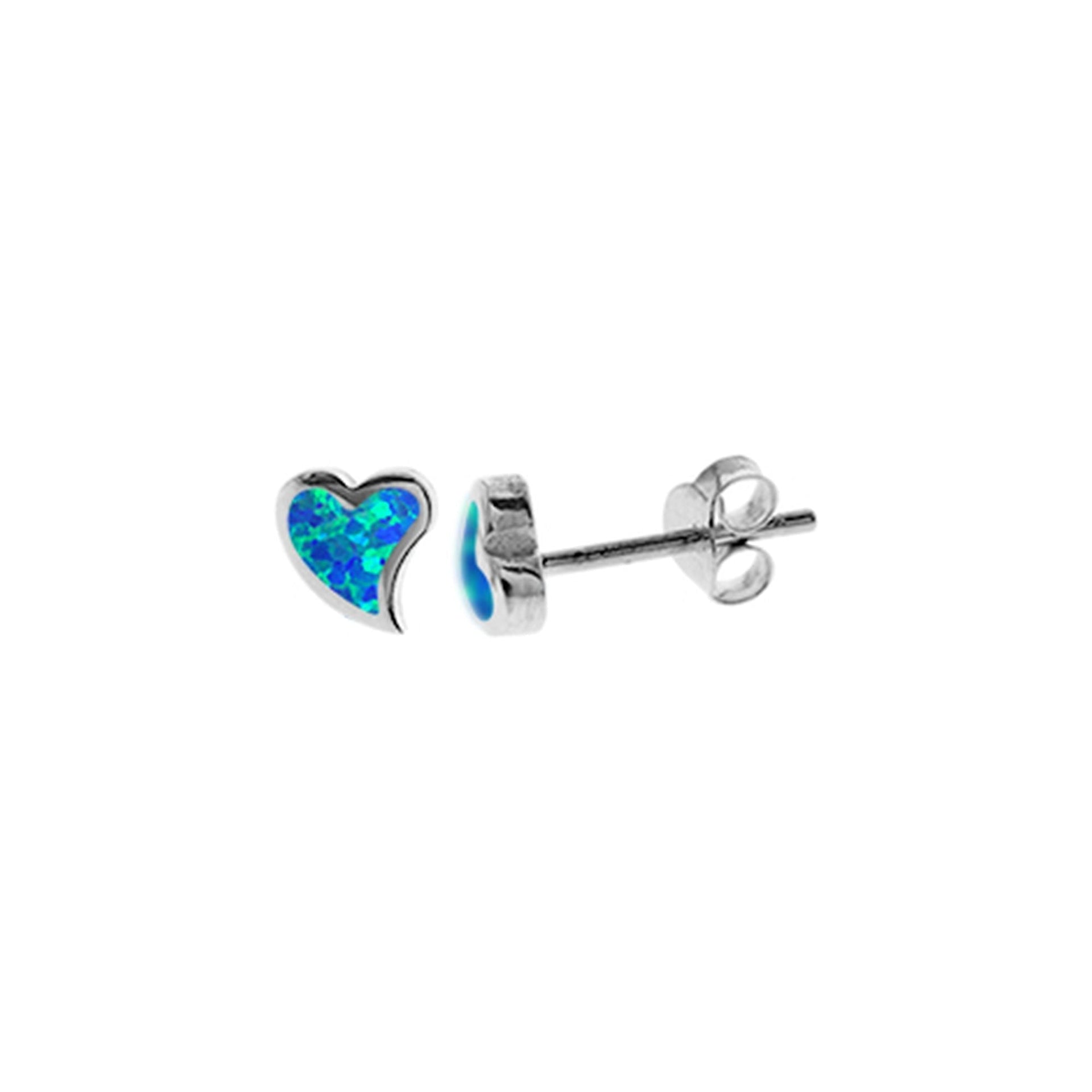 Diana small blue opalique heart studs