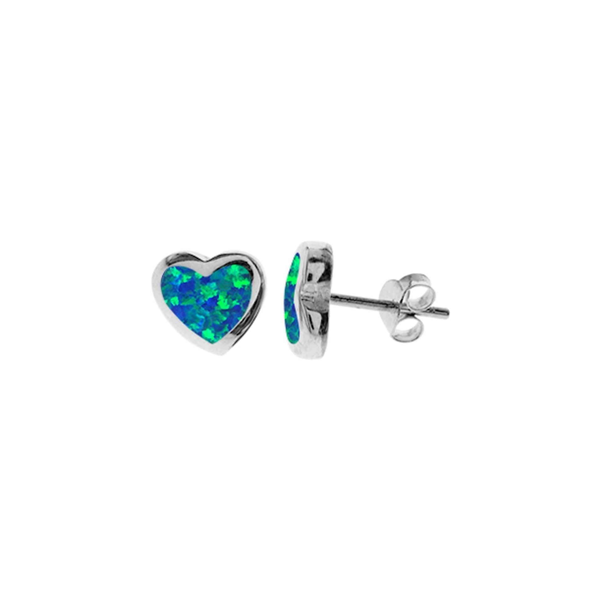 Diana medium blue opalique heart studs