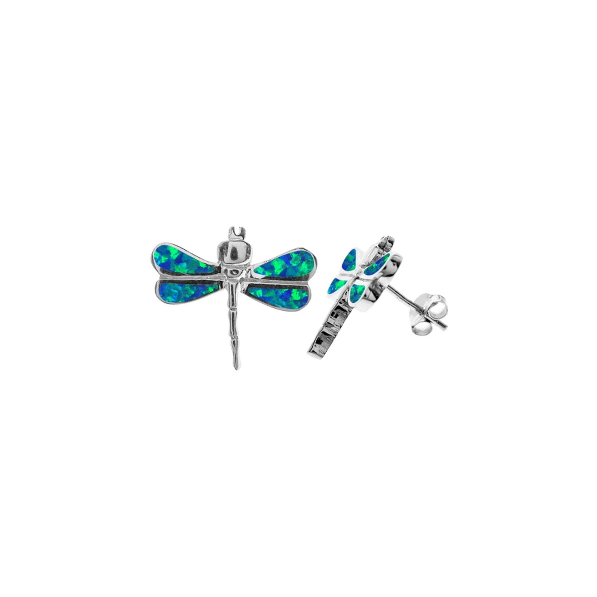 Emerie blue opalique dragonfly studs