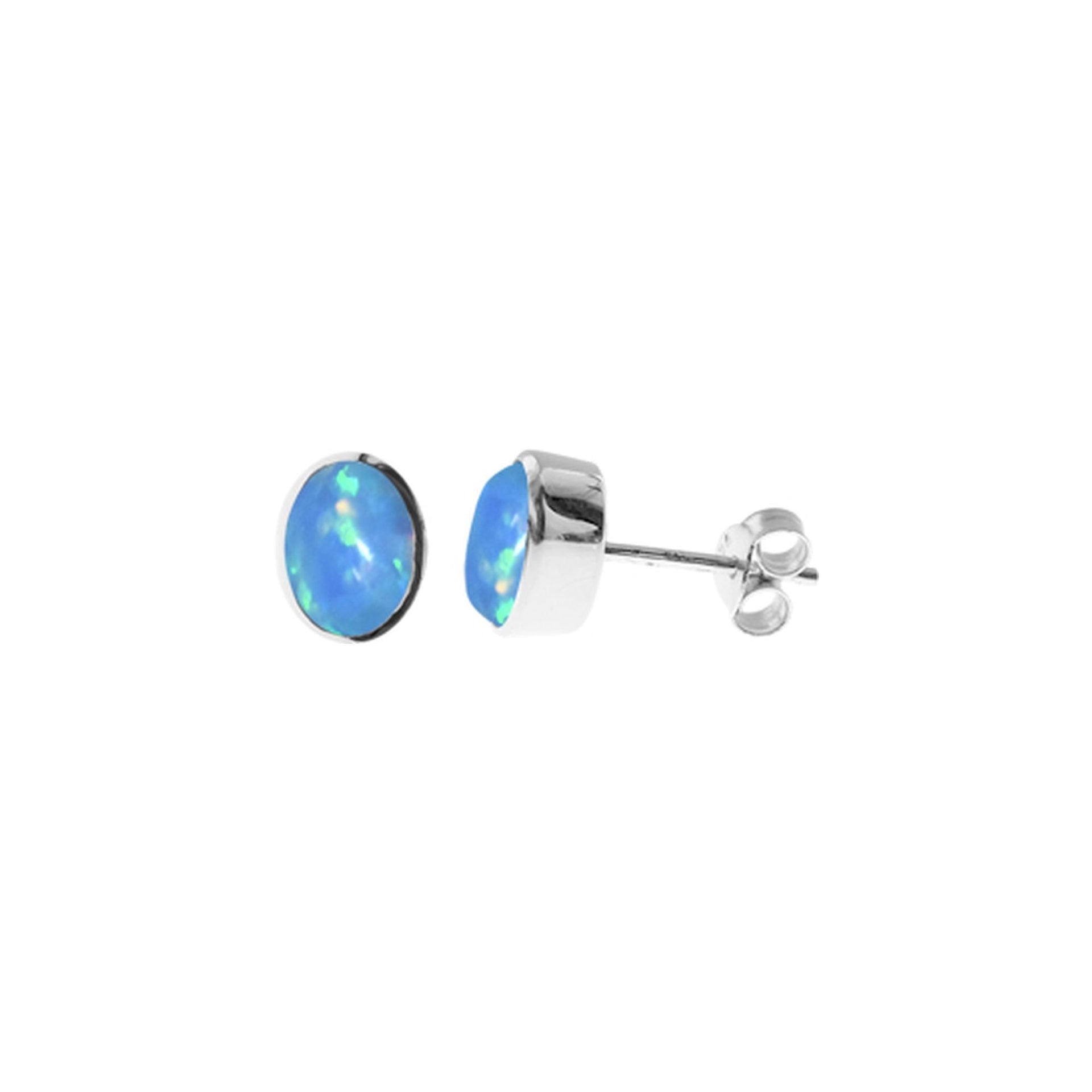 Angelica oval deep collet blue opalique studs