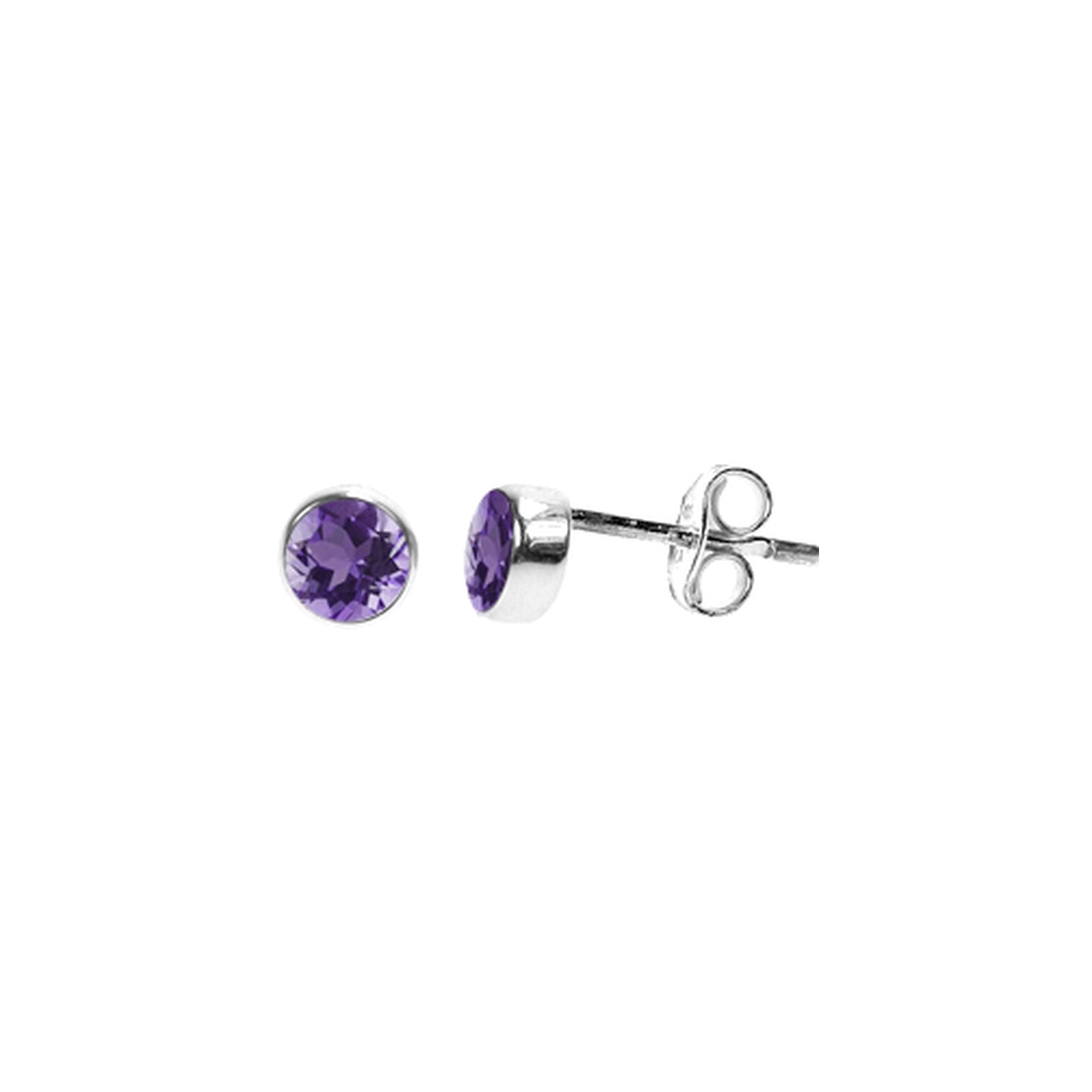 Samira small plain round amethyst facet studs