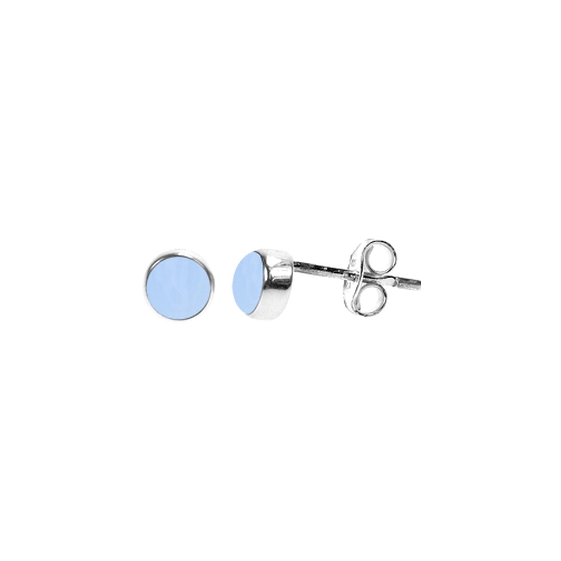 Samira small plain round blue chalcedony studs