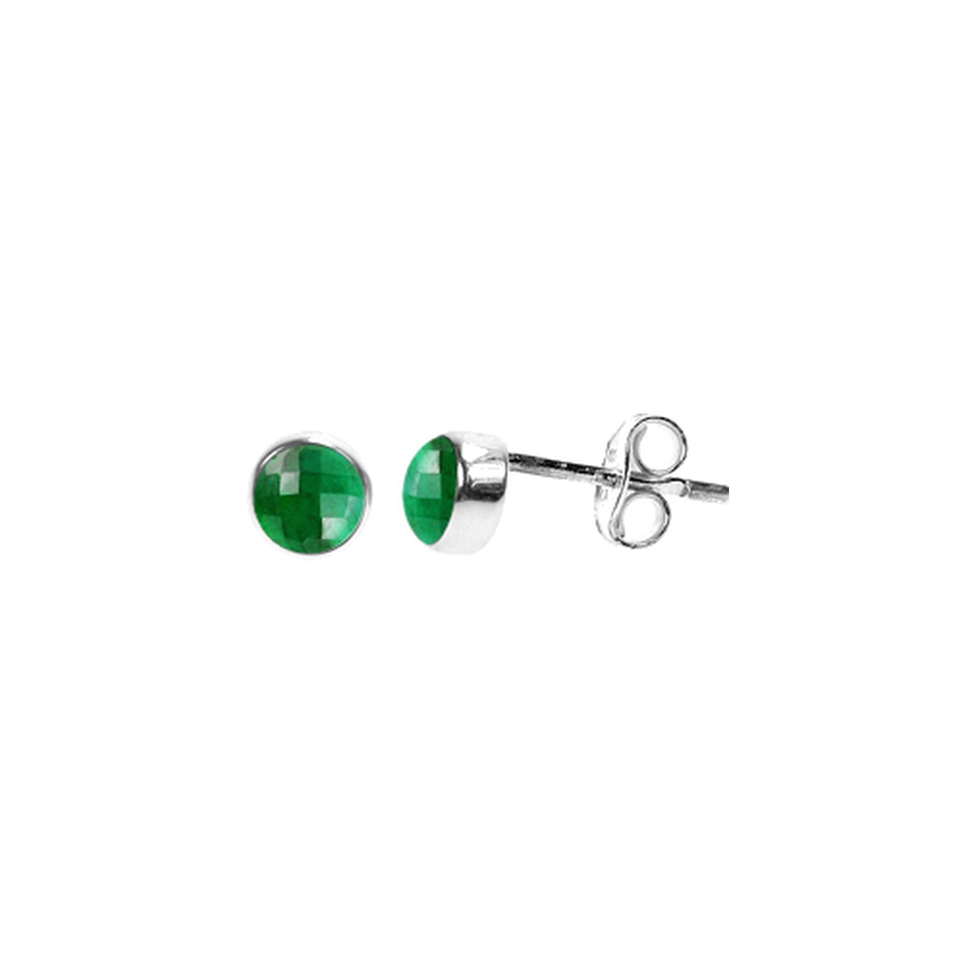 Samira small plain round emerald quartz studs