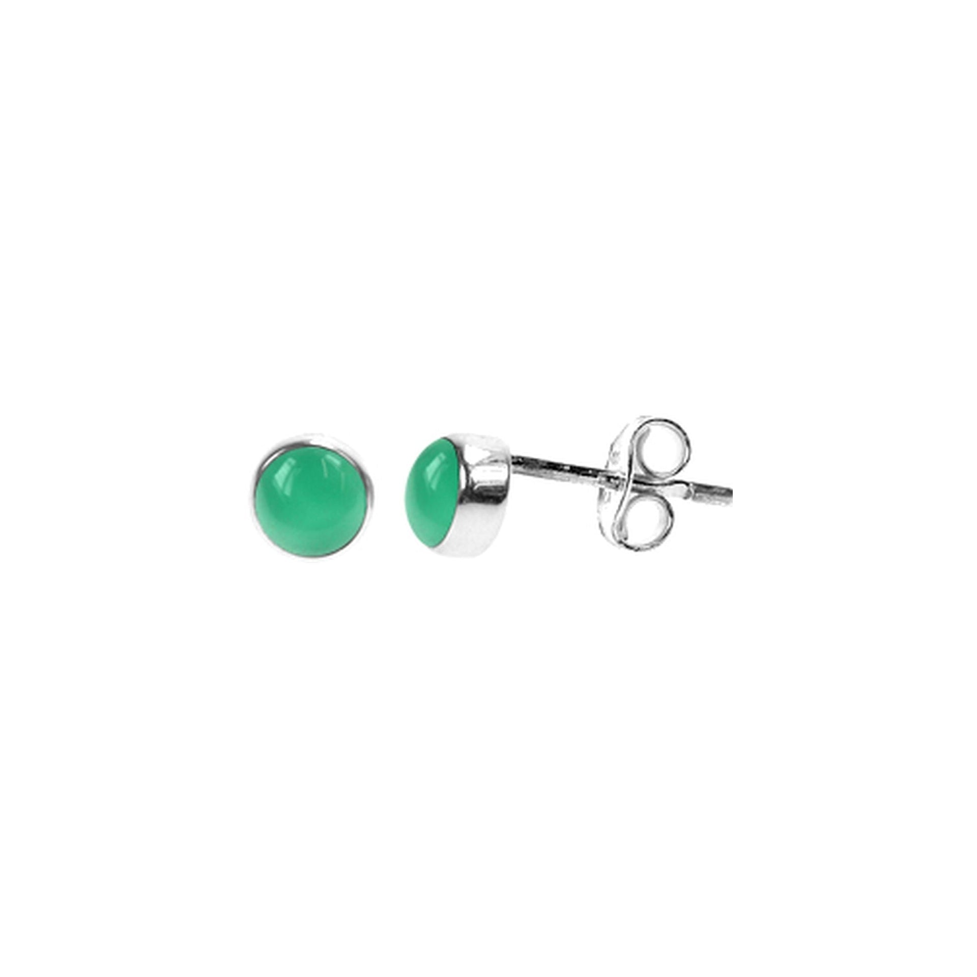 Samira small plain round green agate studs