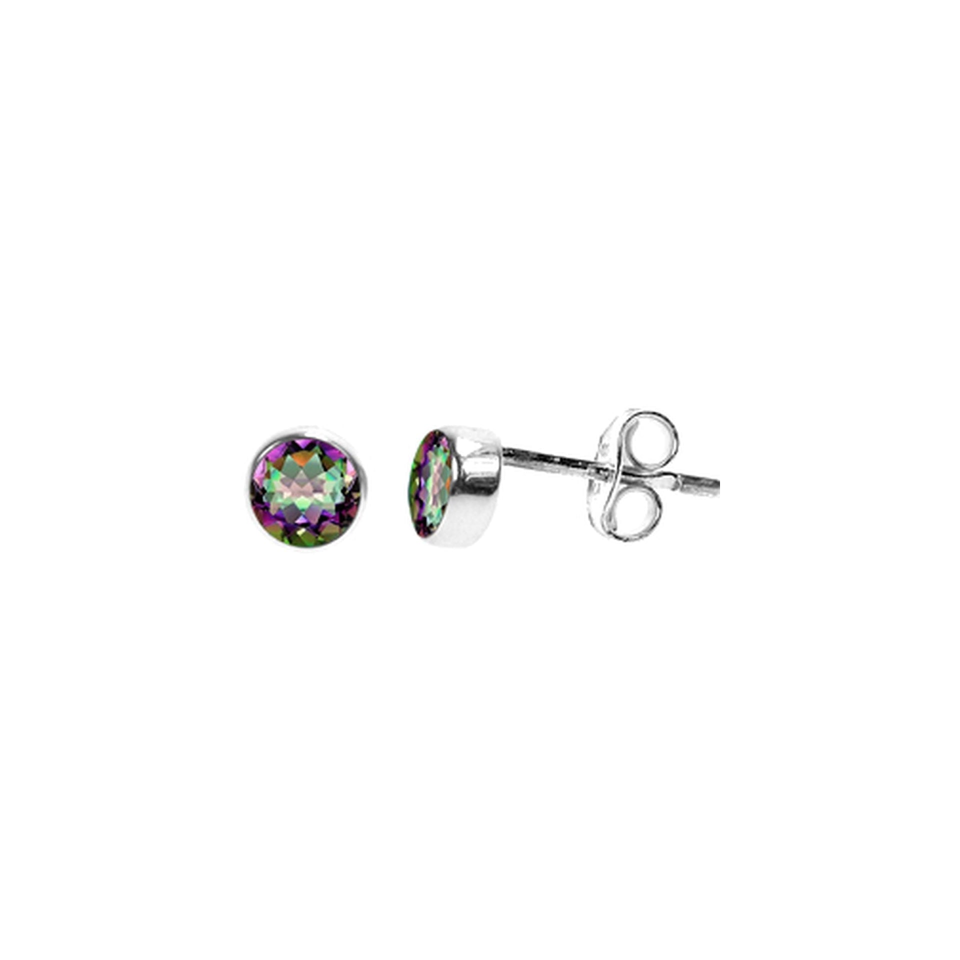 Samira small plain round mystic topaz studs
