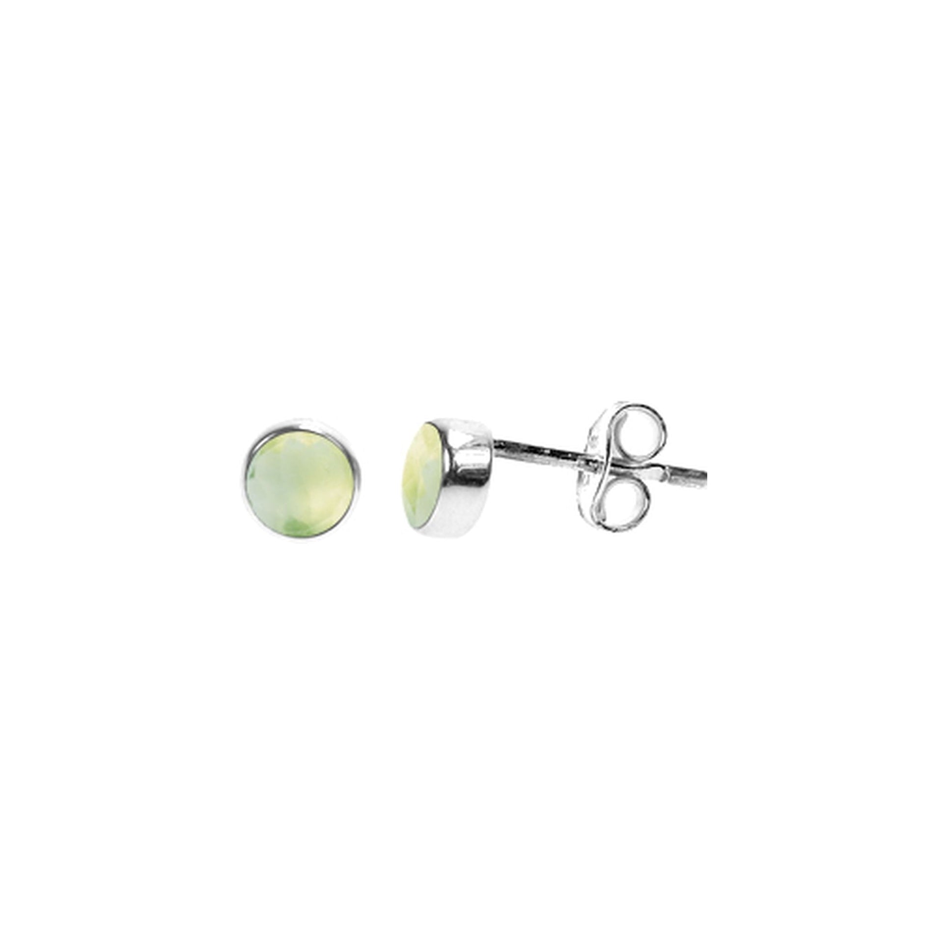 Samira small plain round prehnite studs