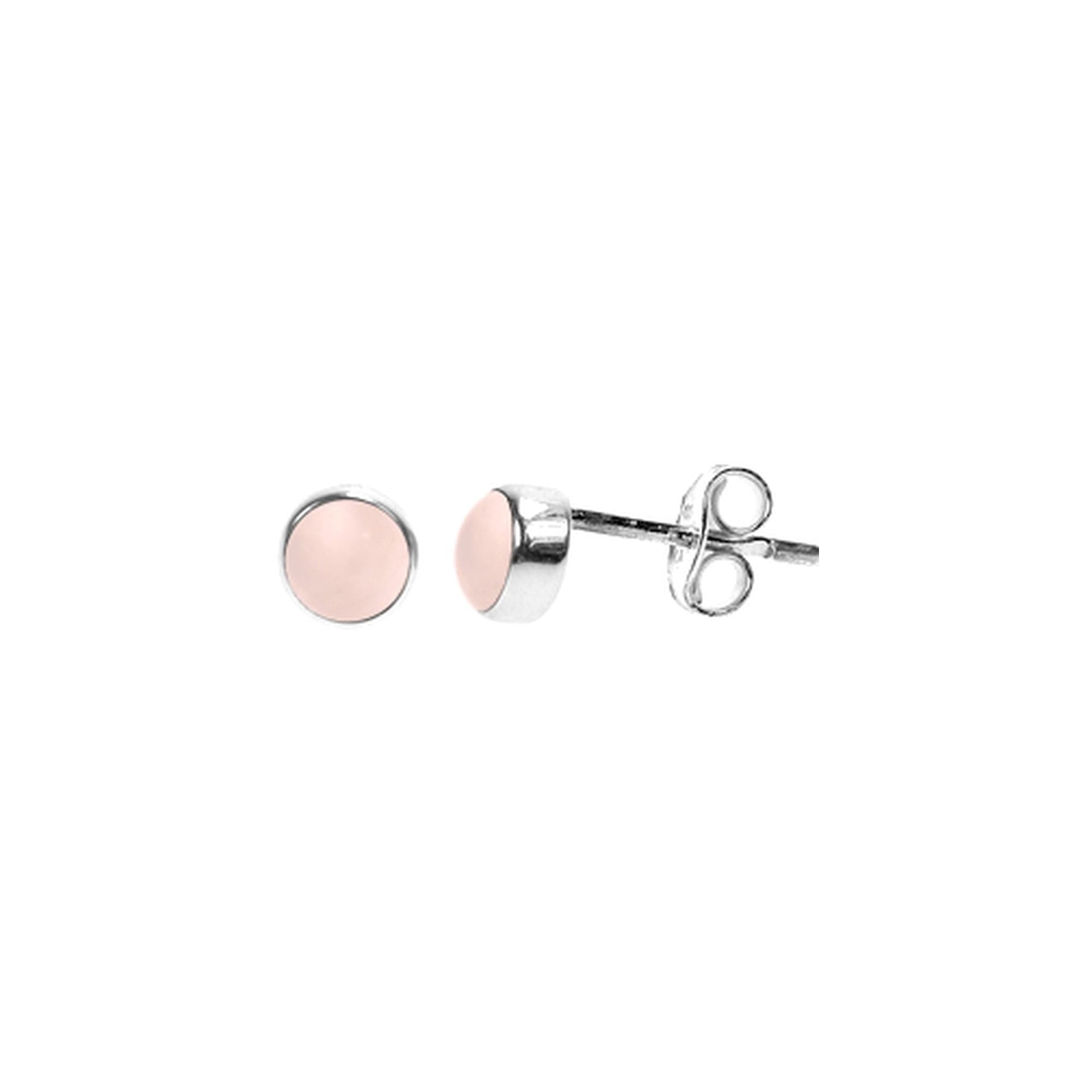Samira small plain round rose quartz studs