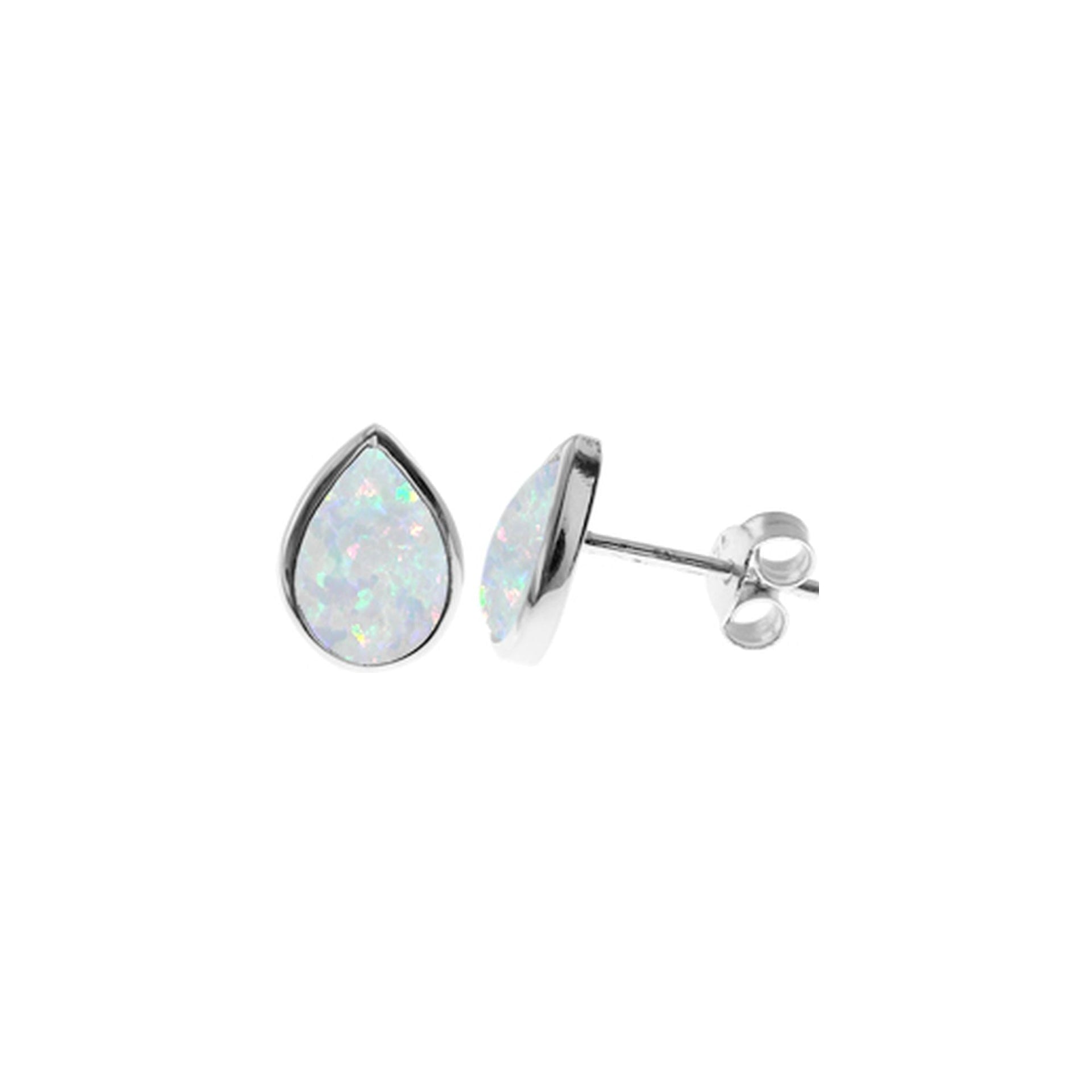 Angelica teardrop white opalique studs